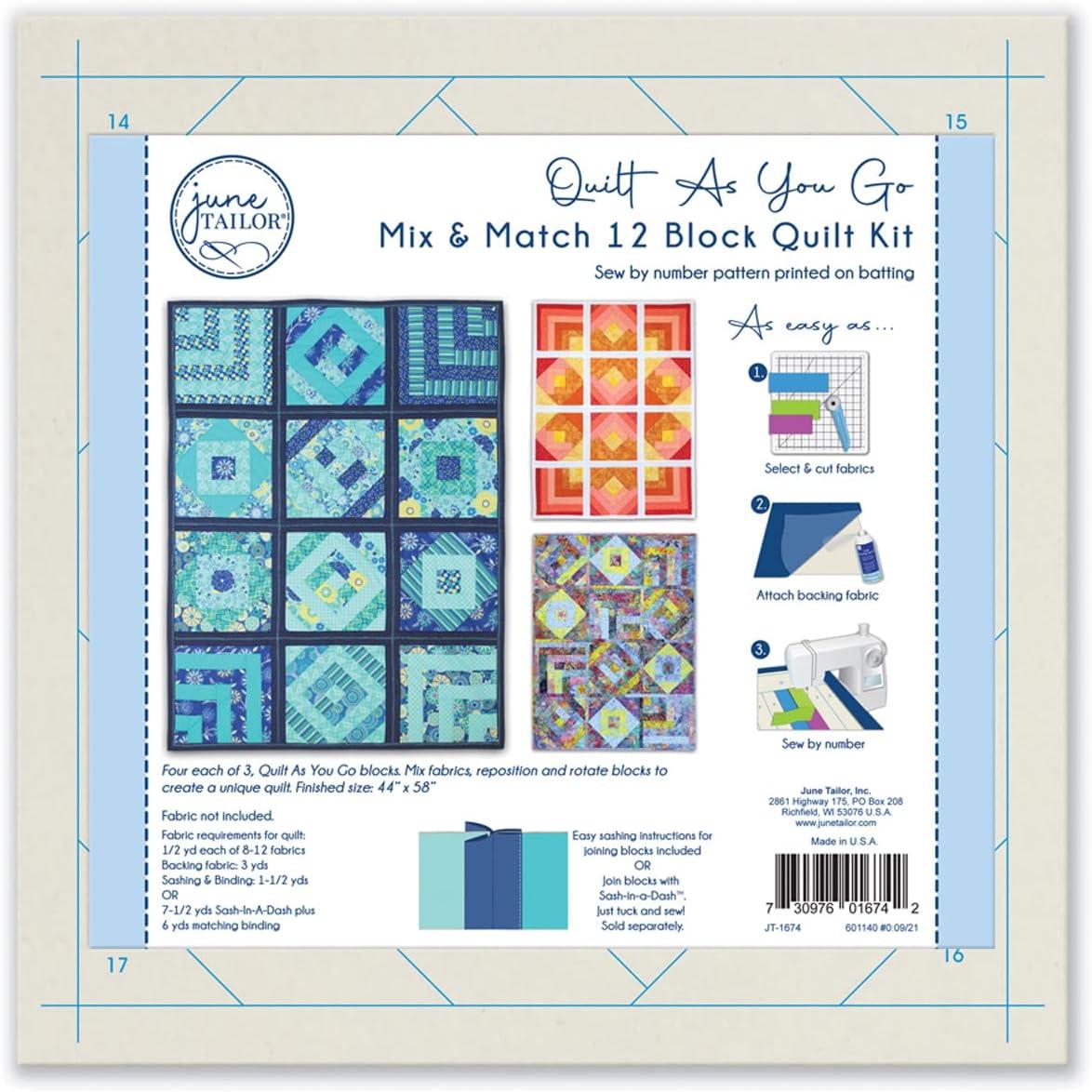 Mix & Match Multi-Color Batting Quilt Kit with 12 Blocks