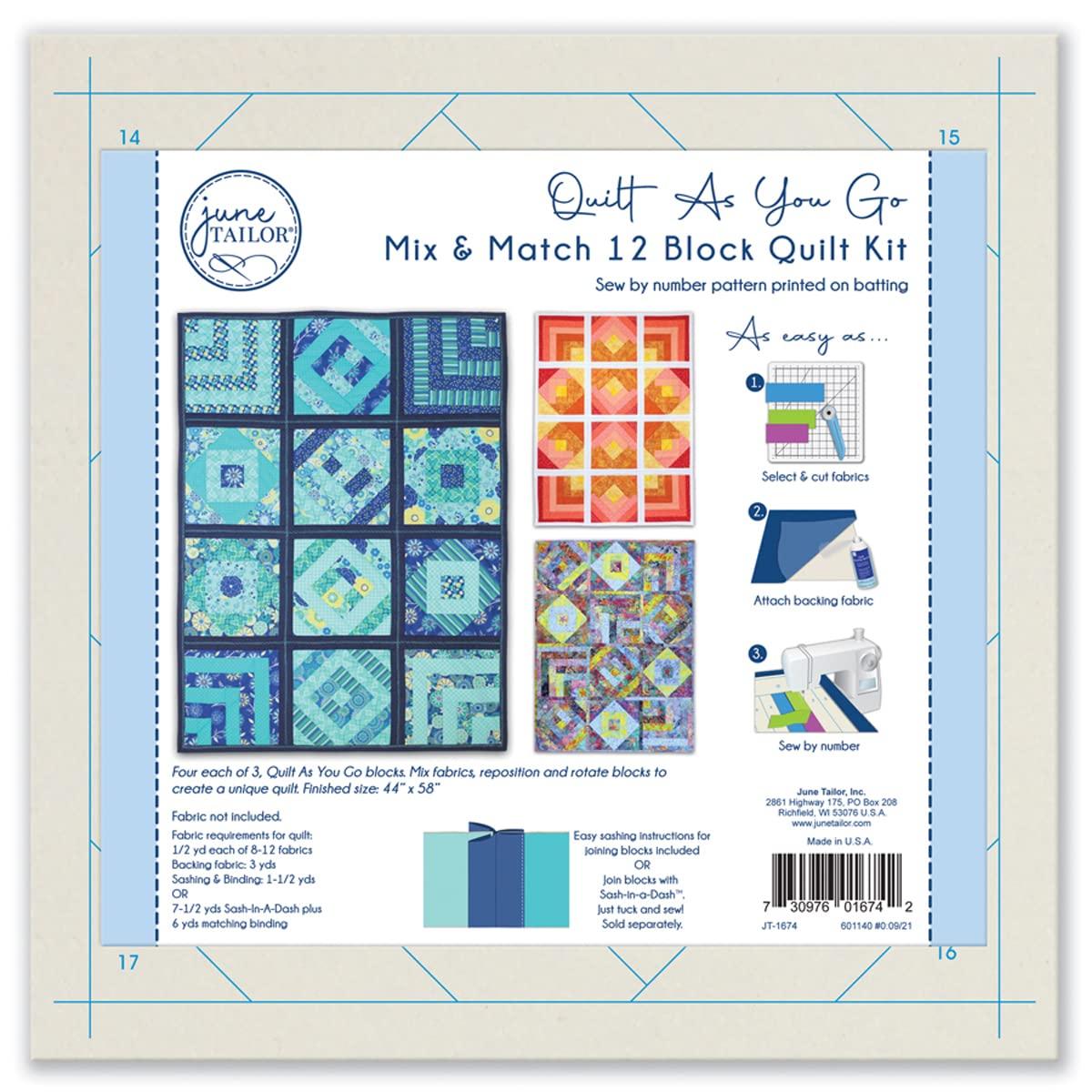 Mix & Match Multi-Color Batting Quilt Kit with 12 Blocks
