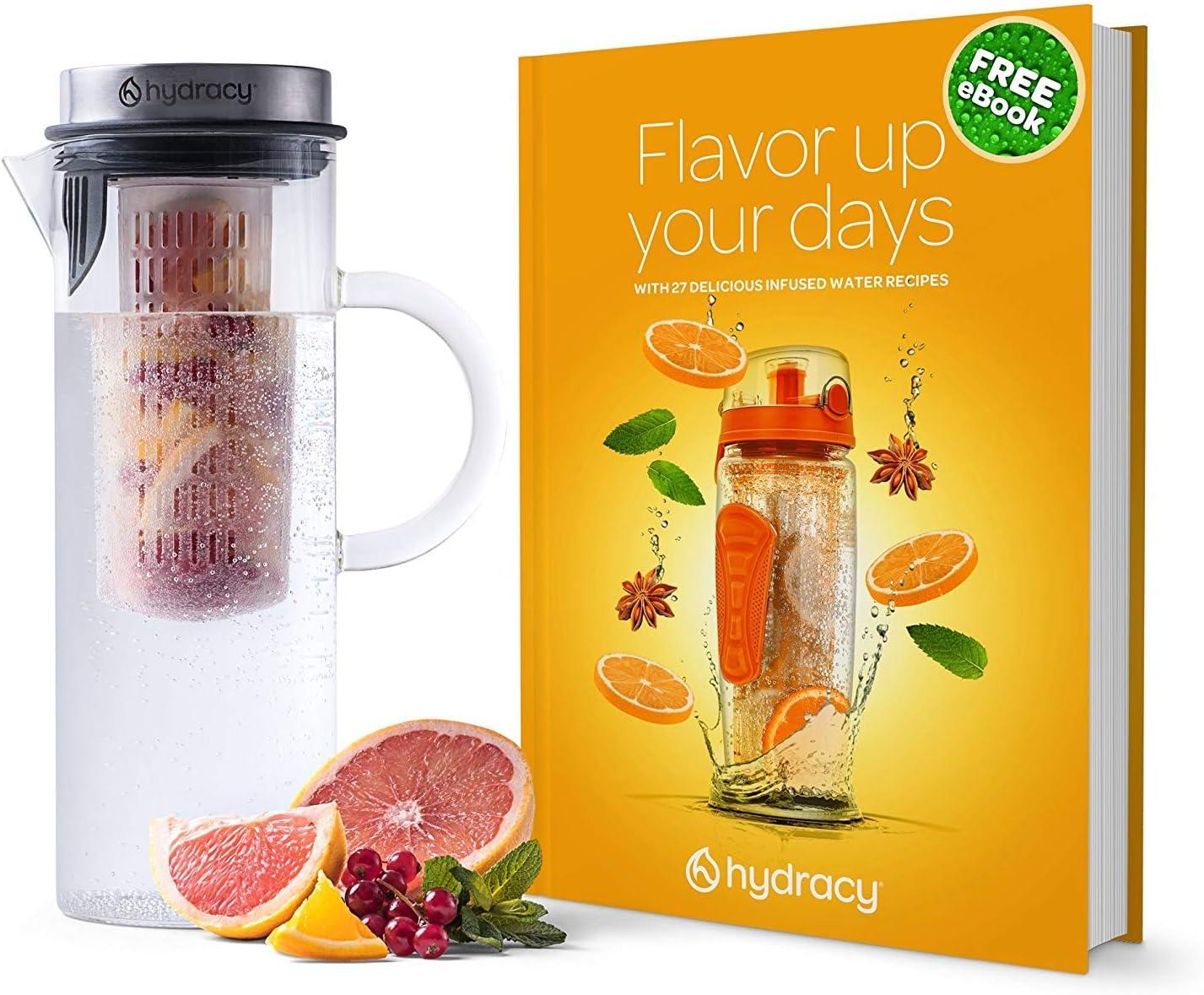 MODERN WALLS LLC B07WS8D4KF Cold Brew Coffee Maker - Large Glass Infusion Pitcher 1.6 Quarts 52Oz - Iced Coffee & Iced Tea Pitcher With Stainless Steel Lid & Fruit Infusion Tube - Perfect For Home Or Office