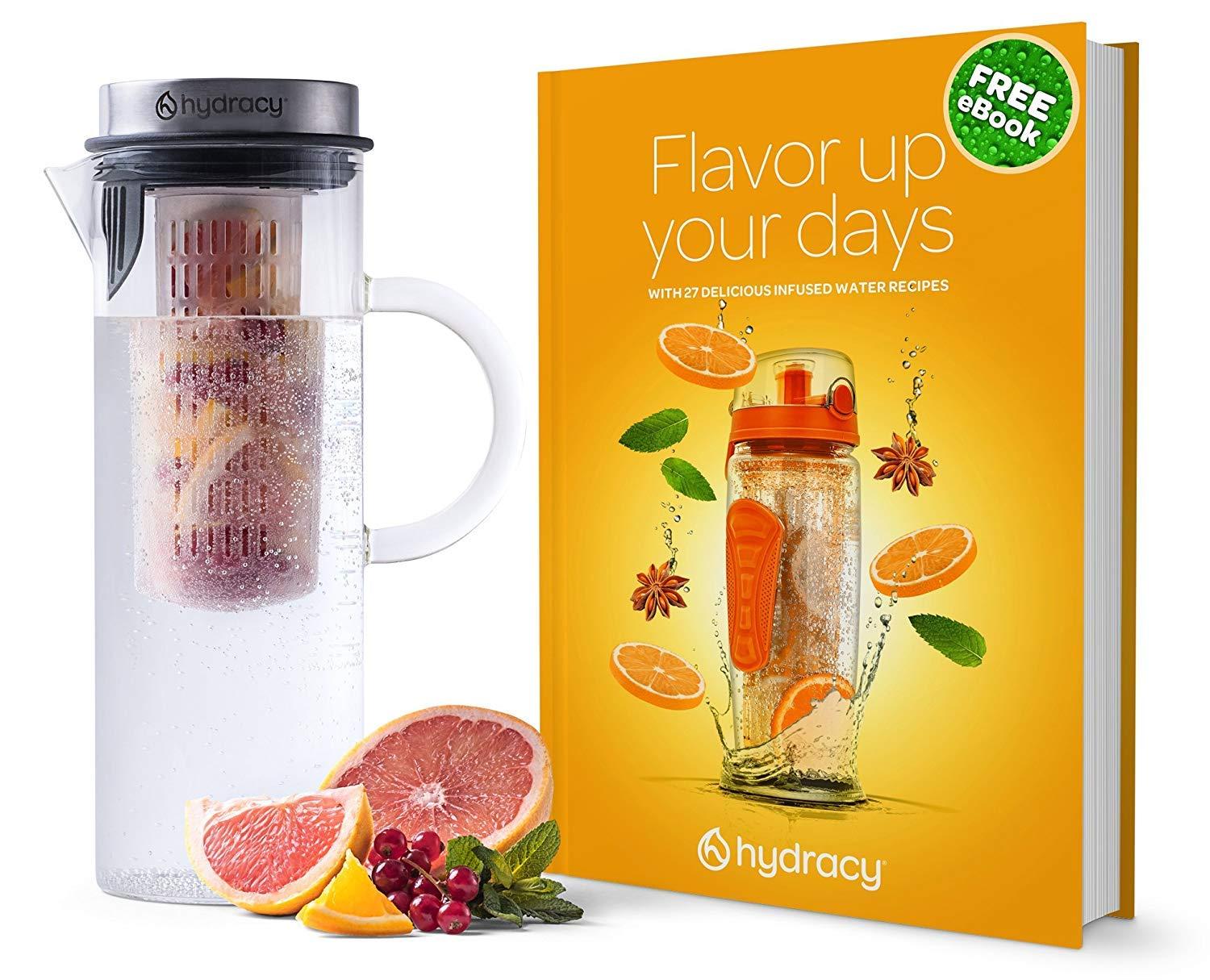 MODERN WALLS LLC B07WS8D4KF Cold Brew Coffee Maker - Large Glass Infusion Pitcher 1.6 Quarts 52Oz - Iced Coffee & Iced Tea Pitcher With Stainless Steel Lid & Fruit Infusion Tube - Perfect For Home Or Office