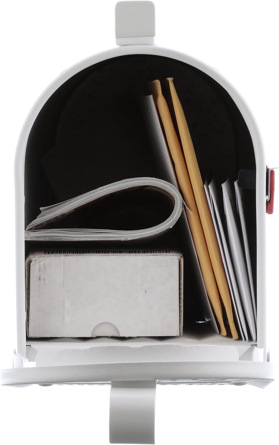 Architectural Mailboxes Admiral™ Rust-Proof Aluminum Metal Post Mounted Mail Box for Outside, White, Medium Curbside Mailbox, USPS Approved for Residential Delivery