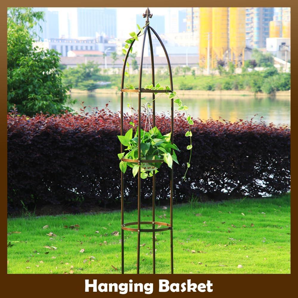 Dark Bronze 6.3 Feet Metal Obelisk Garden Trellis