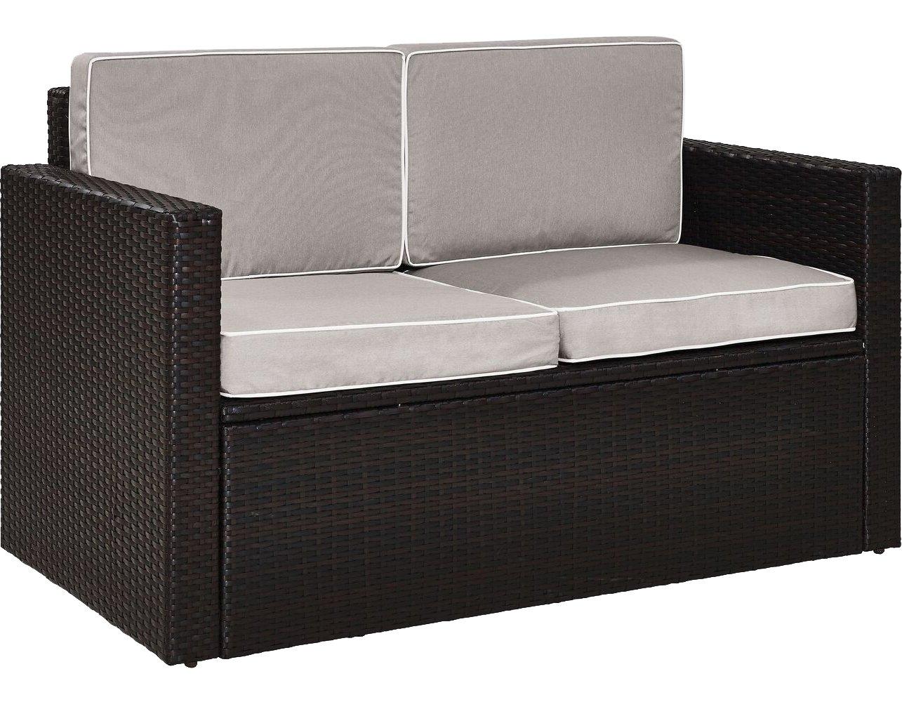 Palm Harbor 2pc Outdoor Wicker Seating Set with Gray Cushions - Two Outdoor Wicker Chairs - Crosley