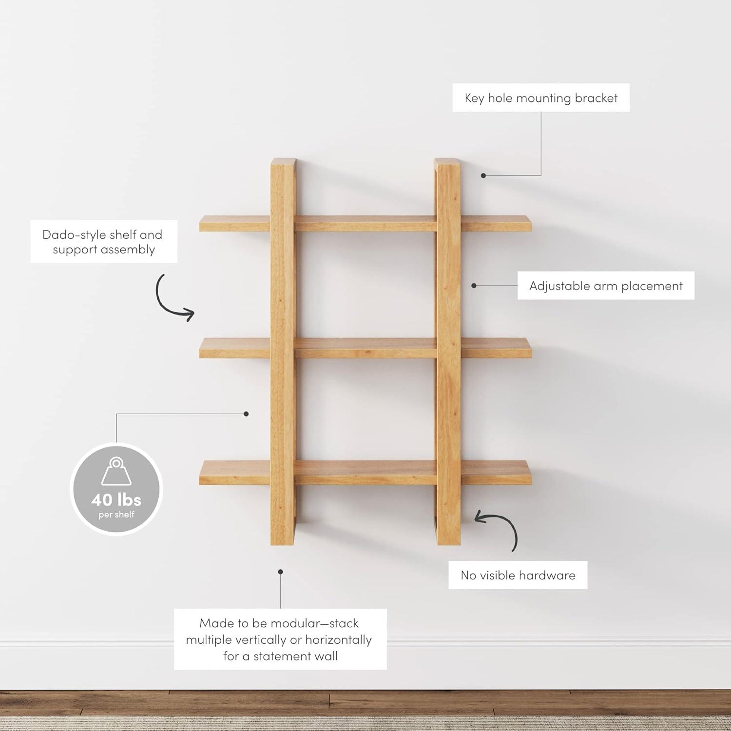 32" Solid Wood Adjustable Floating Wall Shelf - Nathan James