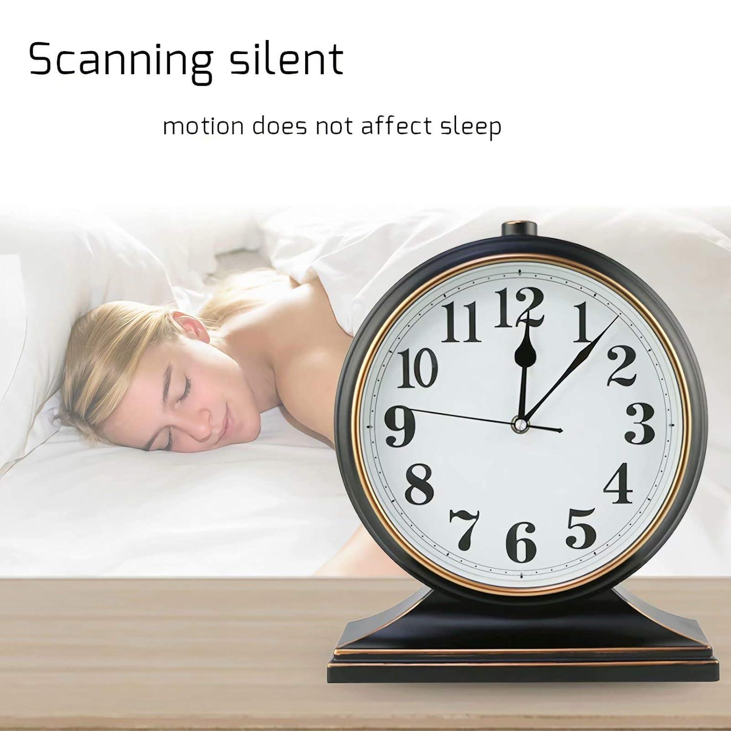 Table Clock-Modern Table Clock Silent-Non-Ticking 10-inch dial, Clear and Easy to Read, Used for Living Room, Bedroom Decoration