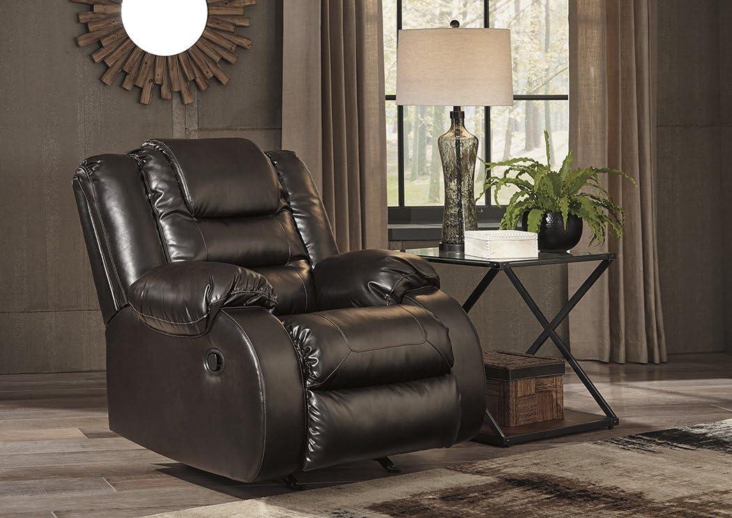 Chocolate Faux Leather Traditional Recliner with Metal Frame