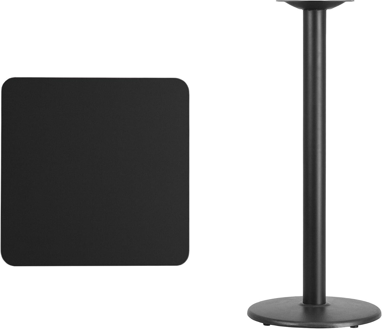 Flash Furniture Stiles 24'' Square Black Laminate Table Top with 18'' Round Bar Height Table Base