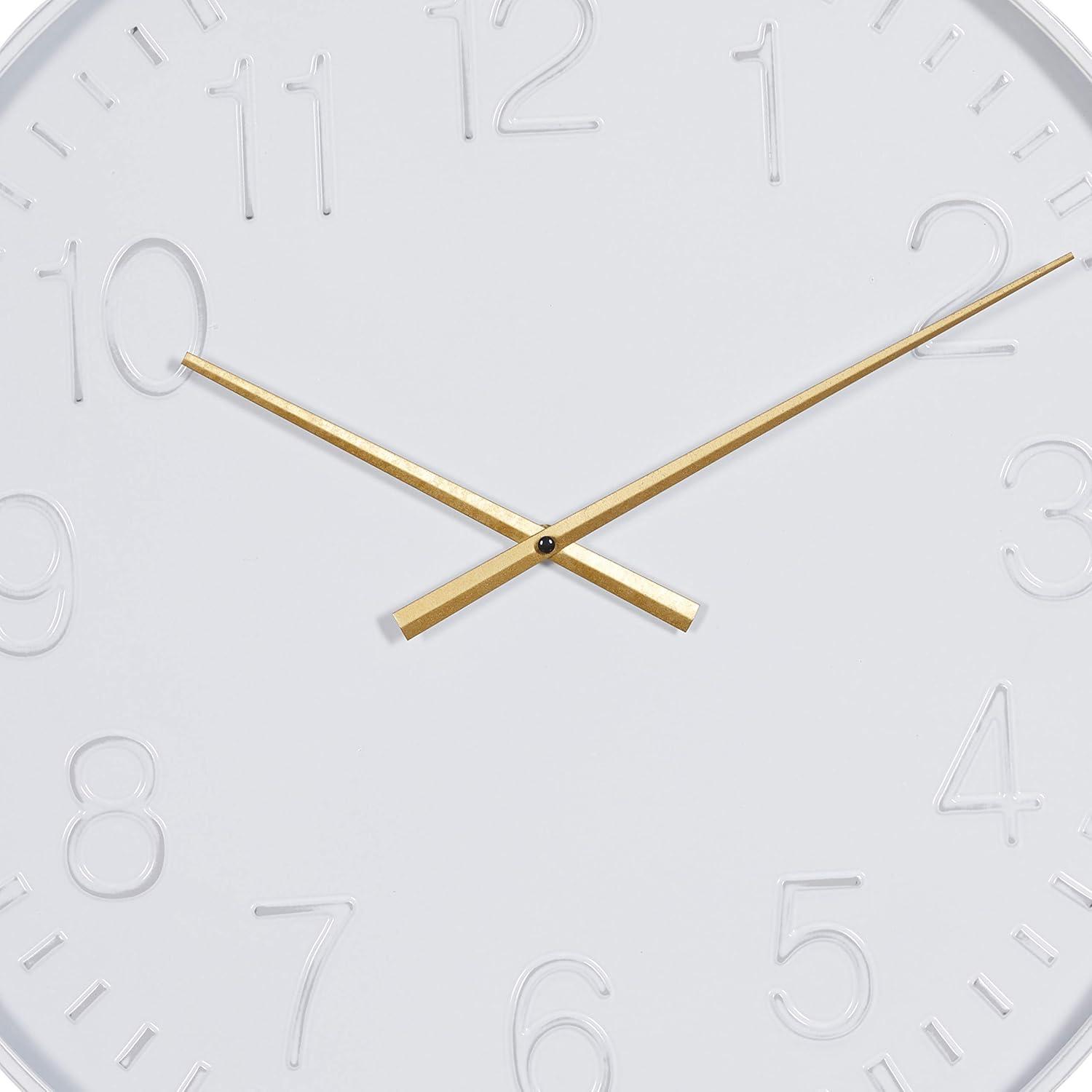 DecMode 24" White Metal Round Wall Clock