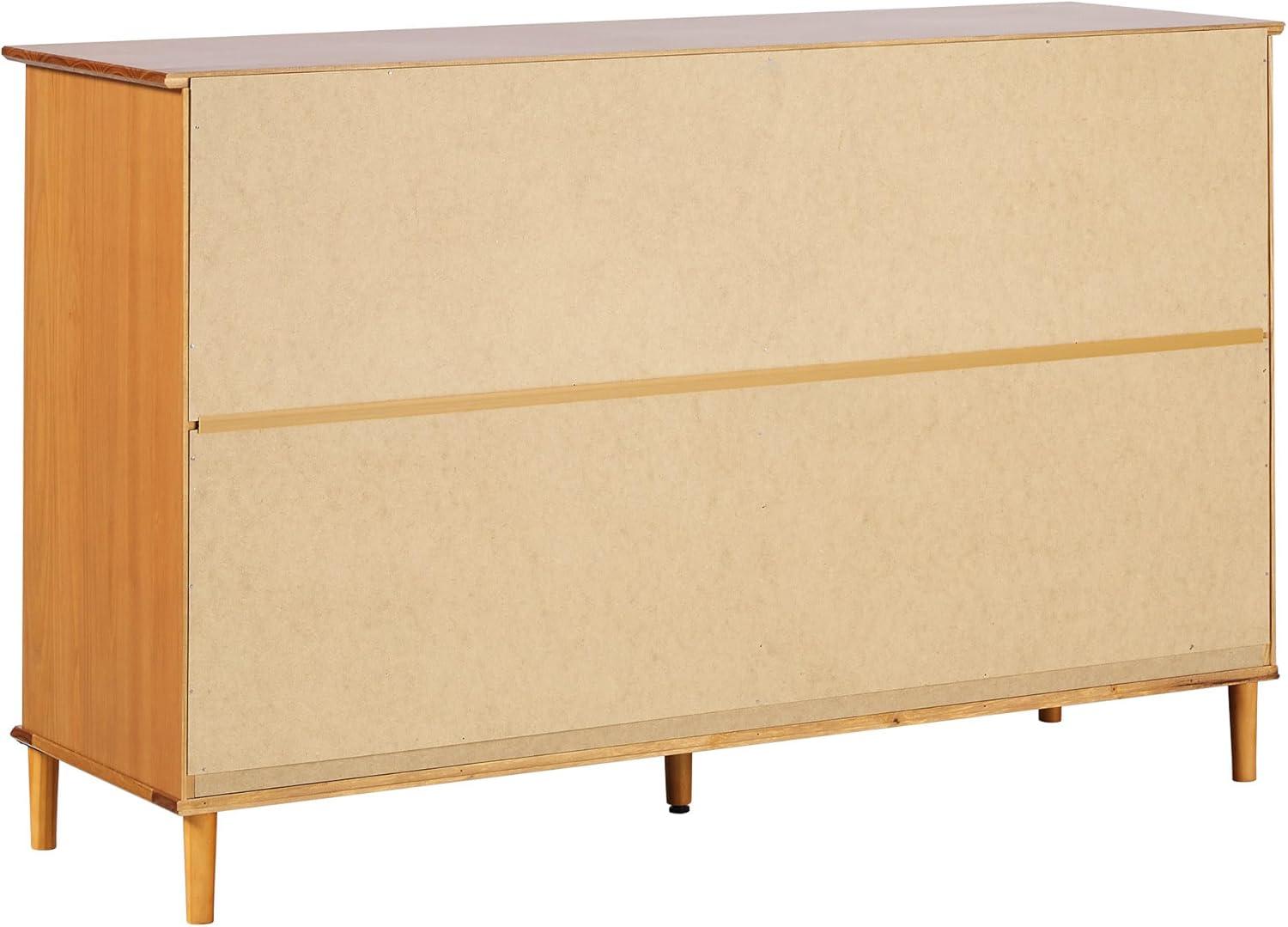 Walker Edison Mid-Century Modern 6-Drawer Solid Wood Dresser, Caramel