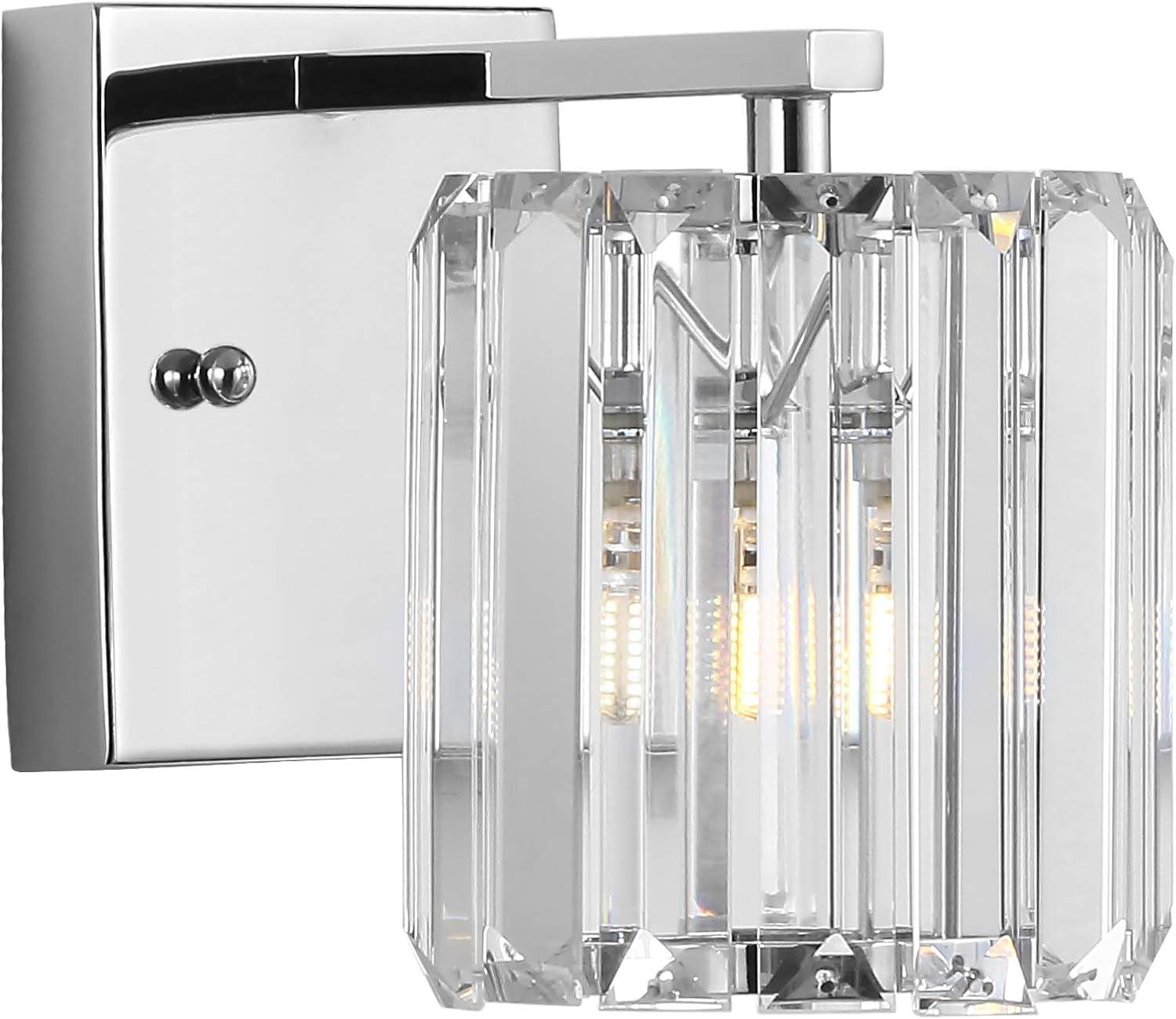 Coco Prism Vintage 4.75" 1-Light Metal/Glass Classic Glam LED Vanity Light, Chrome
