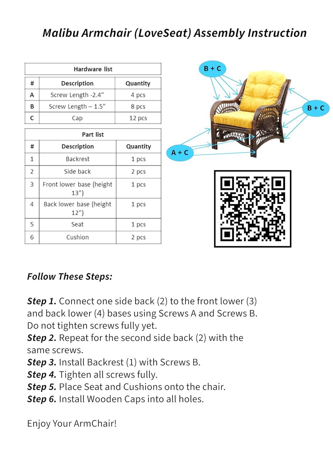Bay Isle Home™ Malibu Lounge Set Of 4: 2 Natural Rattan Wicker Chairs, Loveseat And Coffee Table W/Glass Handmade, Colonial