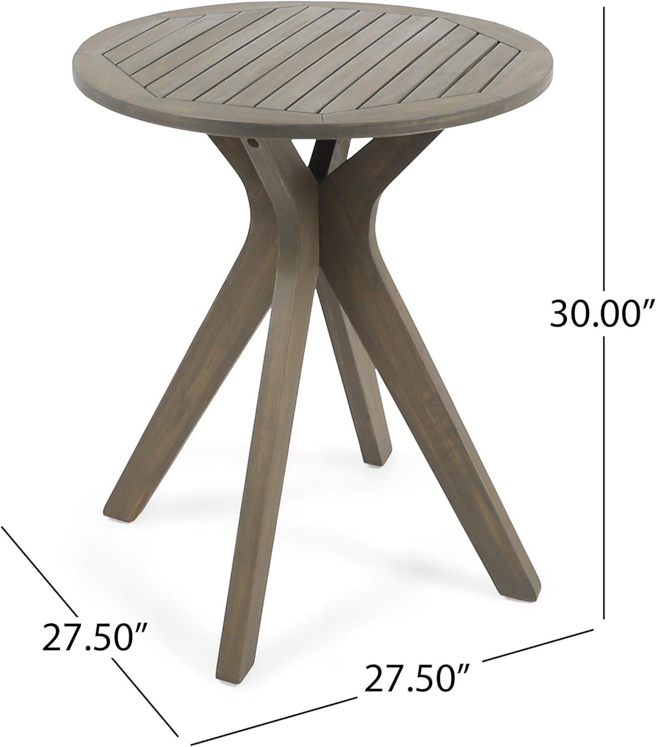 Stamford Round Acacia Wood Bistro Table with X Legs - Gray - Christopher Knight Home: Weather-Resistant, Patio Dining