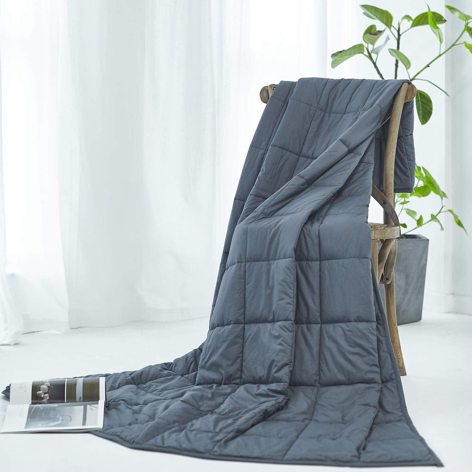 King Size Weighted Blanket | 80''x90'',20lbs | for Single or Double | Premium Cotton Material with Glass Beads | Dark Grey