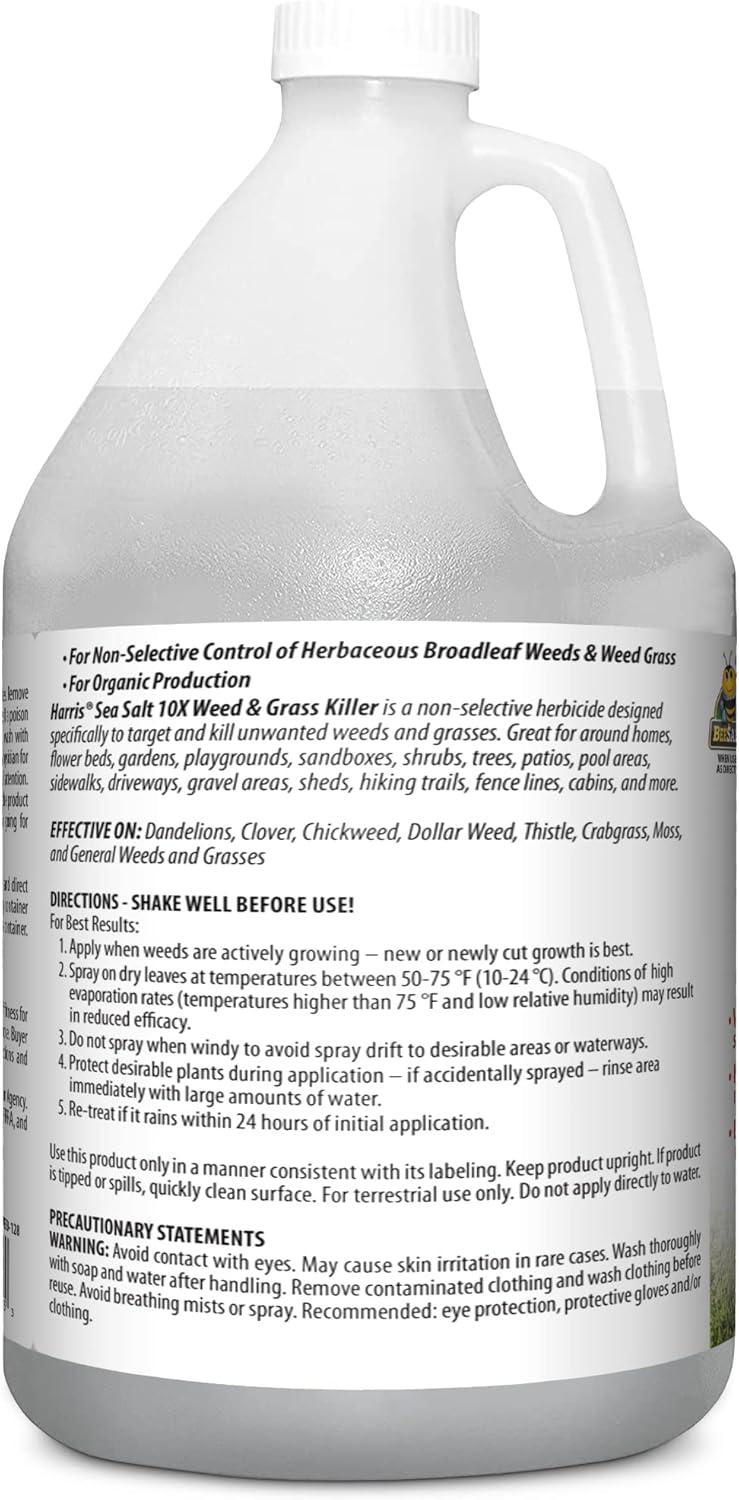 Harris Sea Salt 10X Organic Weed & Grass Killer, 1 Gallon
