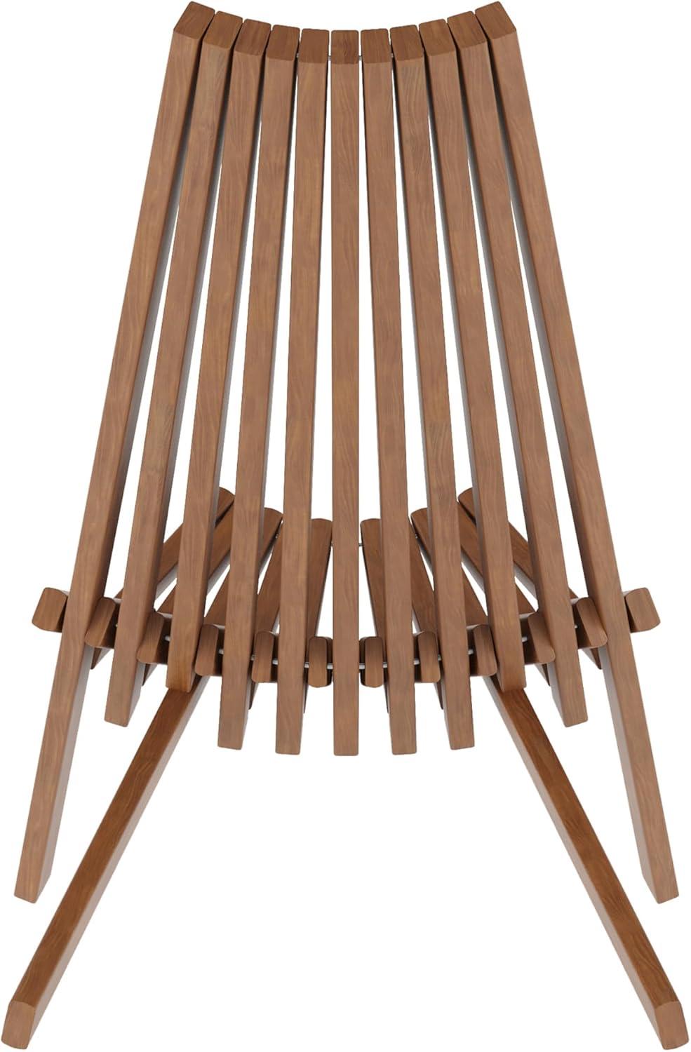 Flash Furniture Delia Commercial Grade Indoor/Outdoor Folding Acacia Wood Chair, Low Profile Lounge for Patio, Porch, Garden, Brown