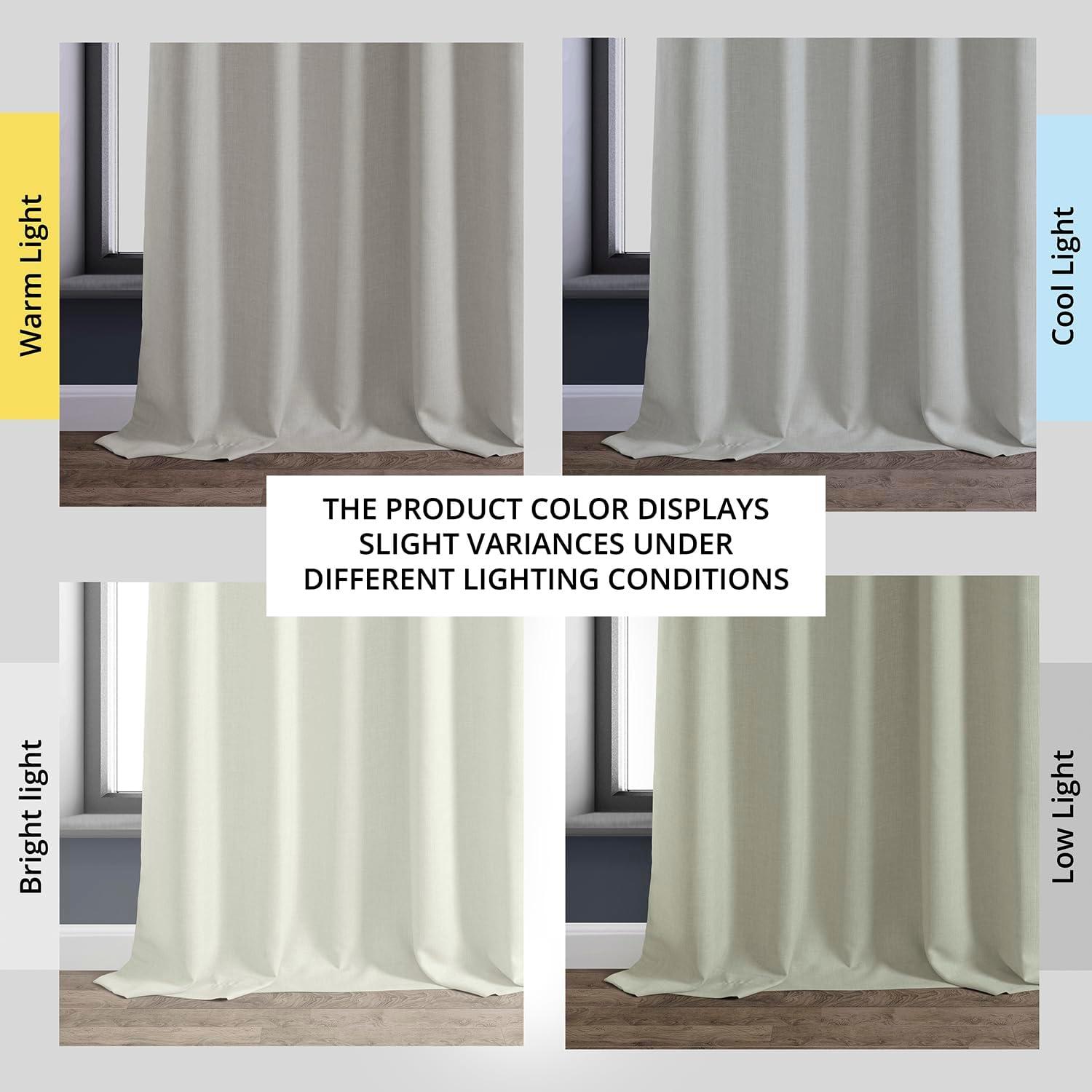 Half Price Drapes Gravity Ivory Italian Faux Linen Room Darkening Curtains (1 Panel), 50W X 108L