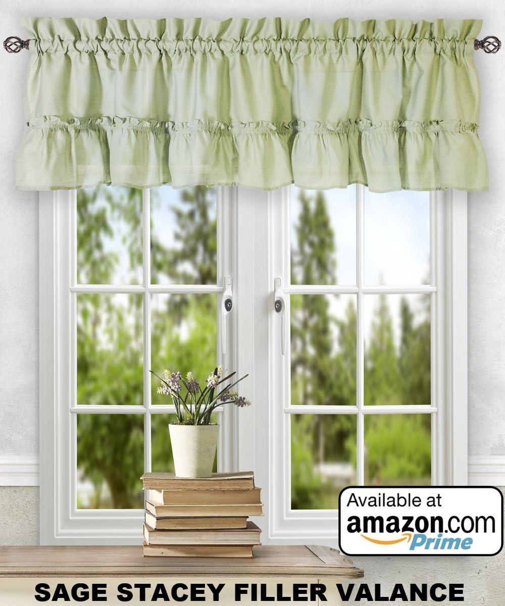Ellis Stacey 1.5" Rod Pocket High Quality Fabric Solid Color Window Ruffled Swag 60"x38" Sage