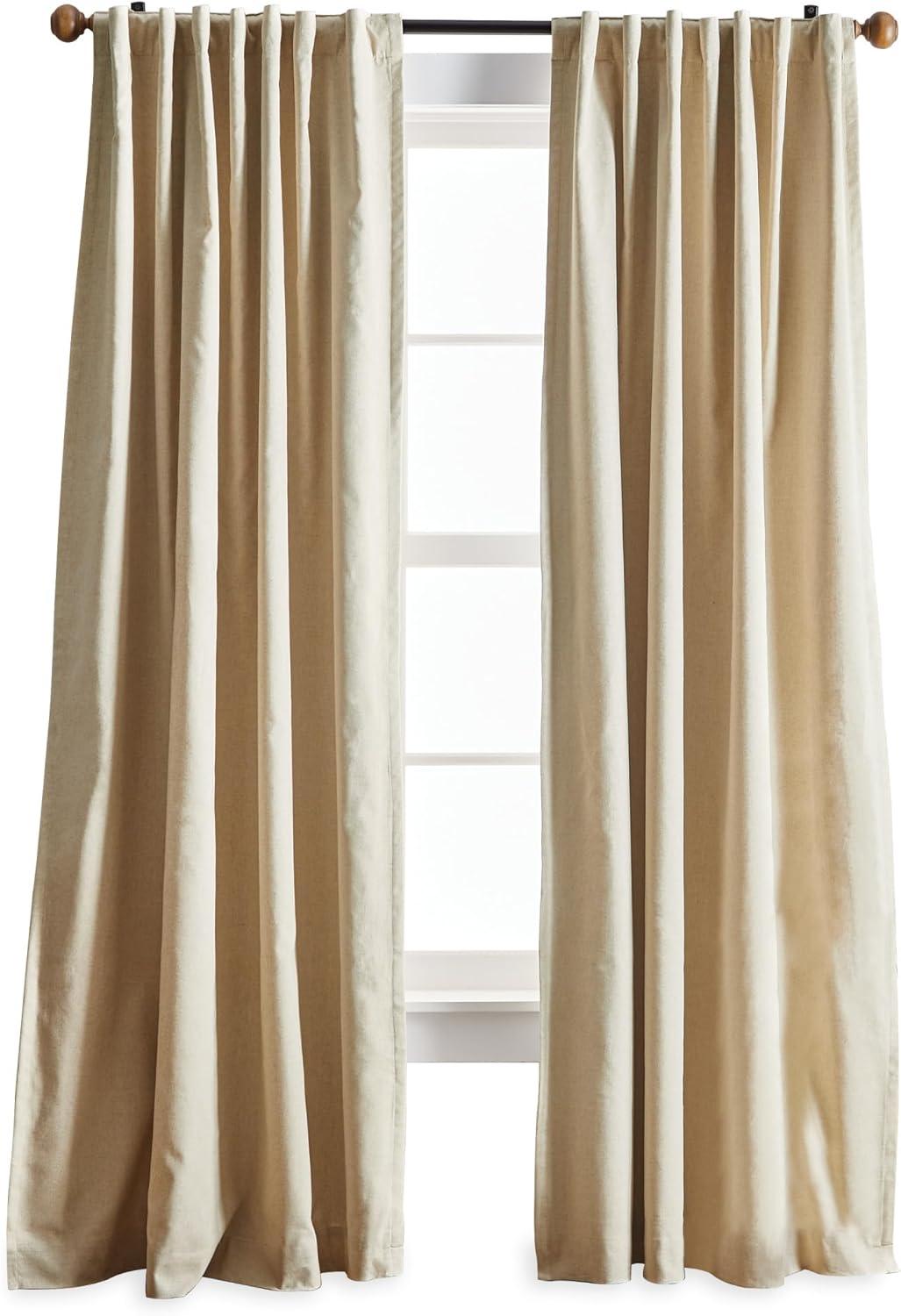 Martha Stewart Lido Linen Blackout Lined Rod Pocket/Back Tab Curtain Panels