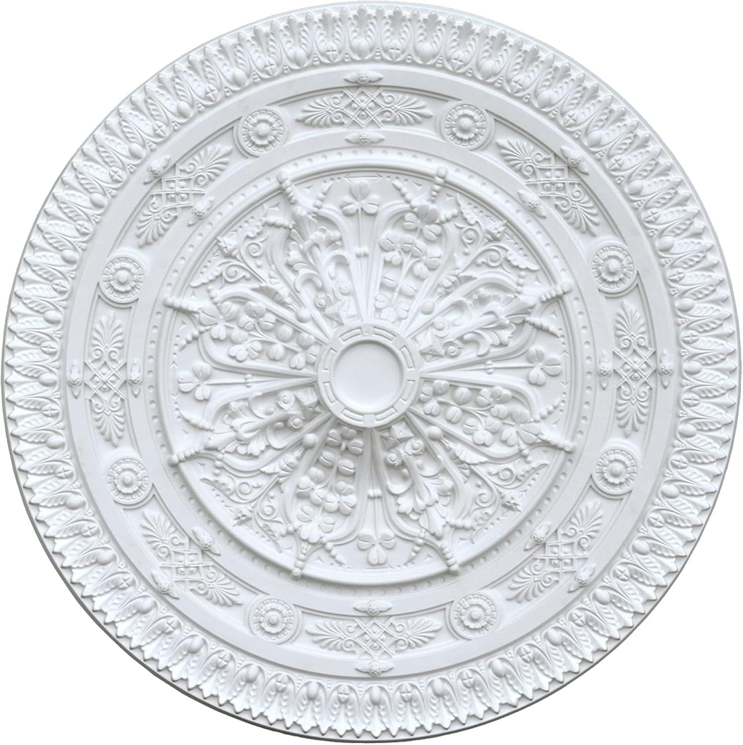 Classic White Polystyrene Round Ceiling Medallion 37 Inch