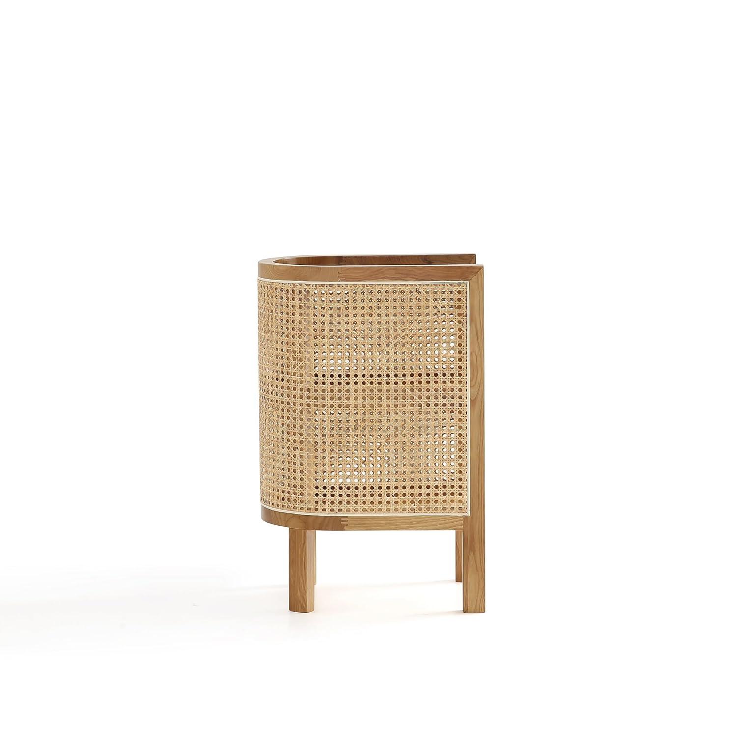 Set of 2 Versailles End Tables Natural - Manhattan Comfort: Boho Ash Wood, Half Moon, Fixed Shelves