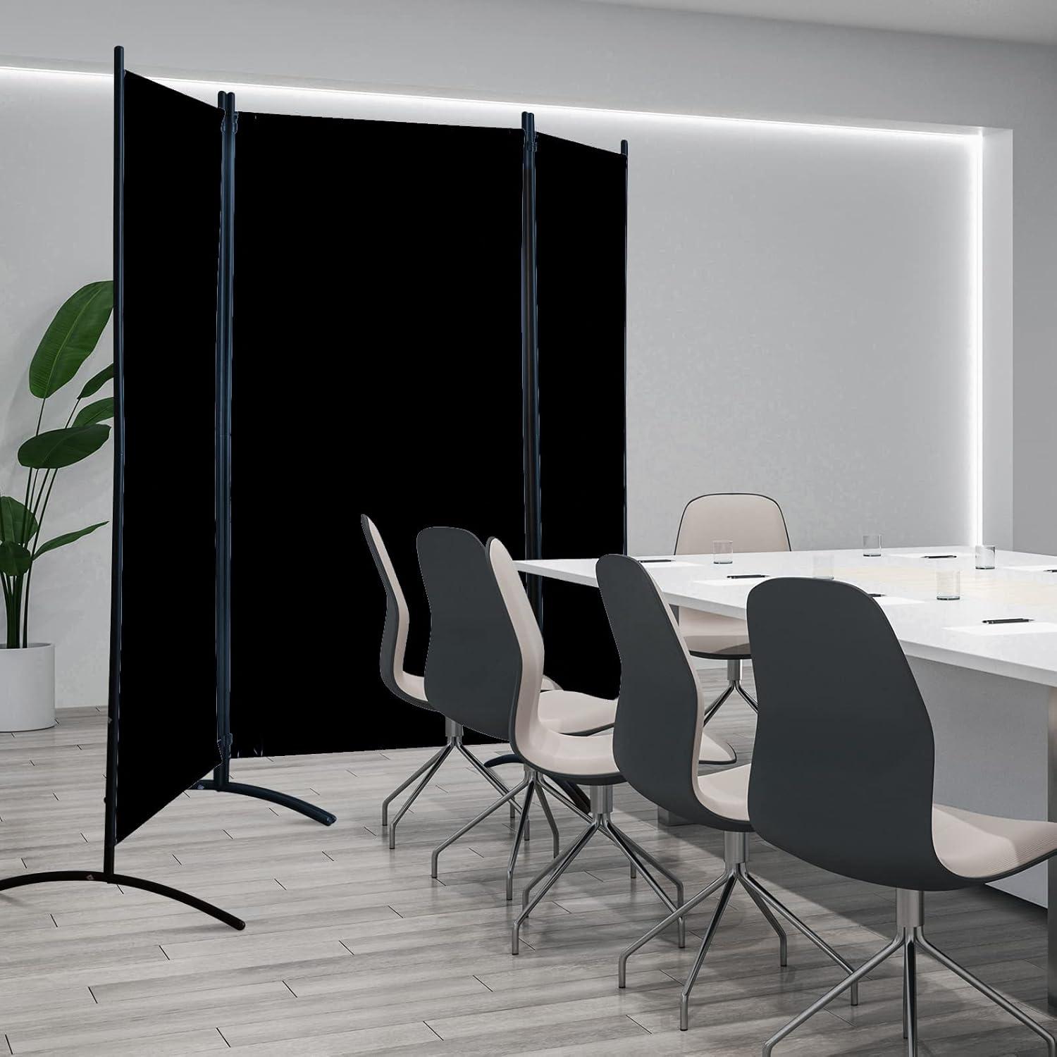 Kadyn Partition Room Dividers,Privacy Screen, 3-Panel Room Divider Folding Privacy Partition Screen for Office Room-Black