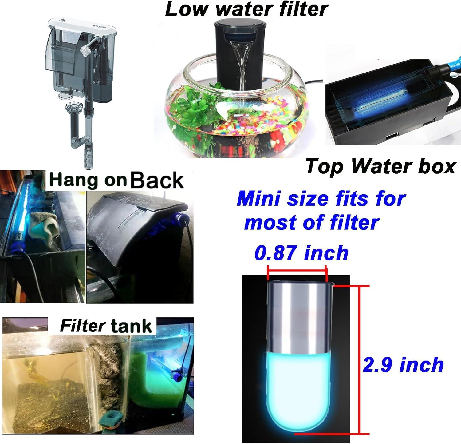 Mini 3W Timer Aquarium &UV-C Water Clean Light Aquarium Algae Clean Light Water Green Clean Fish Tank Water Clean Lamp for Sump Pond Filter Tank