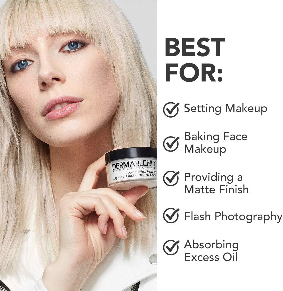 Dermablend Loose Setting Powder, Translucent Face Powder Makeup & Finishing Powder, Mattifying Finish and Shine Control , Travel Size .18oz.