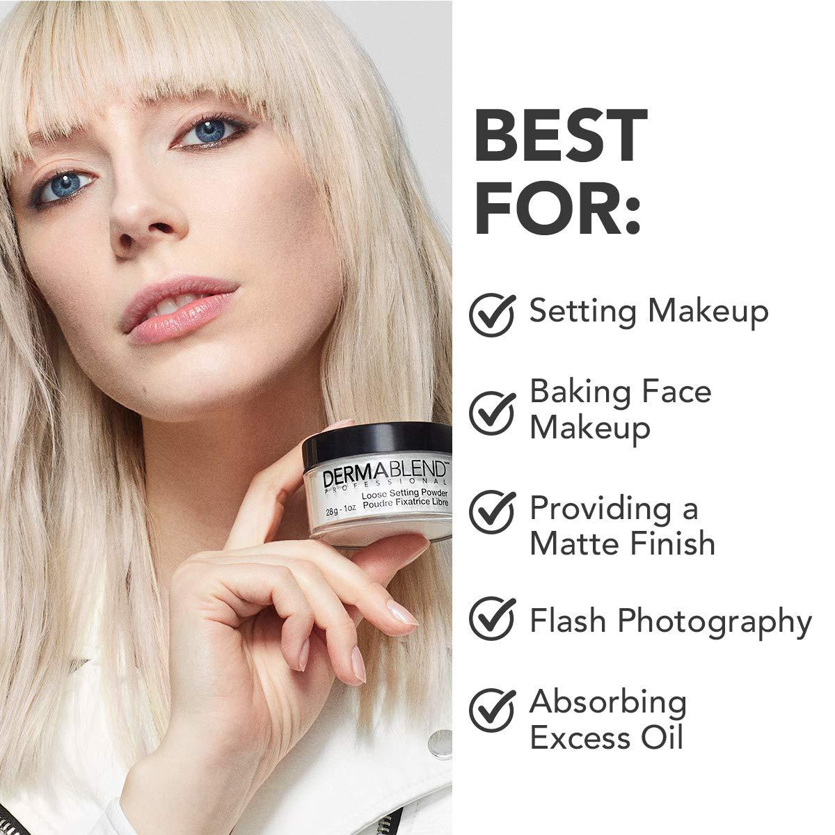 Dermablend Loose Setting Powder, Translucent Face Powder Makeup & Finishing Powder, Mattifying Finish and Shine Control , Travel Size .18oz.