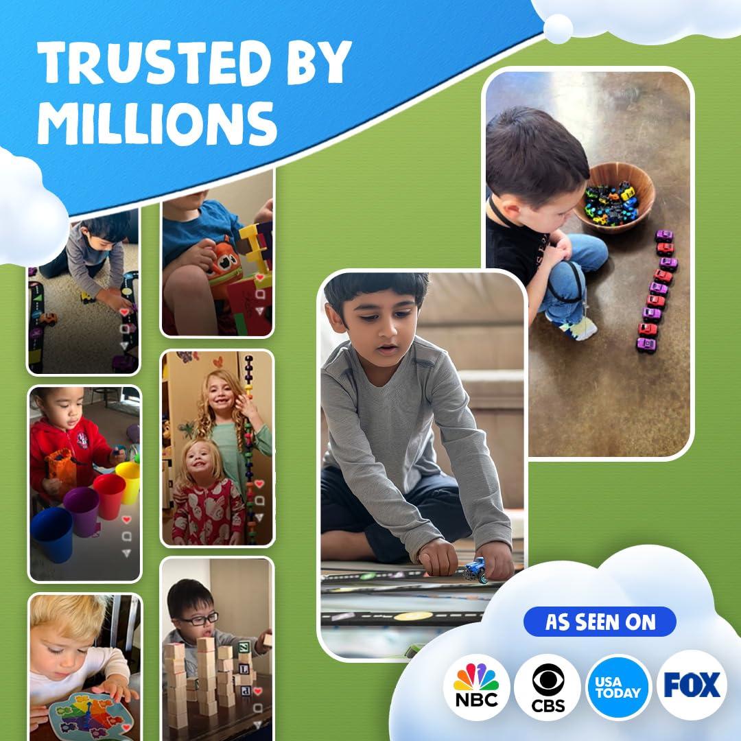 Skoolzy AlphaTracks Alphabet Race Car Track 41-Piece Set with Flexible Felt Racing Tracks ABC Montessori Toys Preschool Activities Includes Letters & Numbers for Kids Recognition Skills Includes eBook