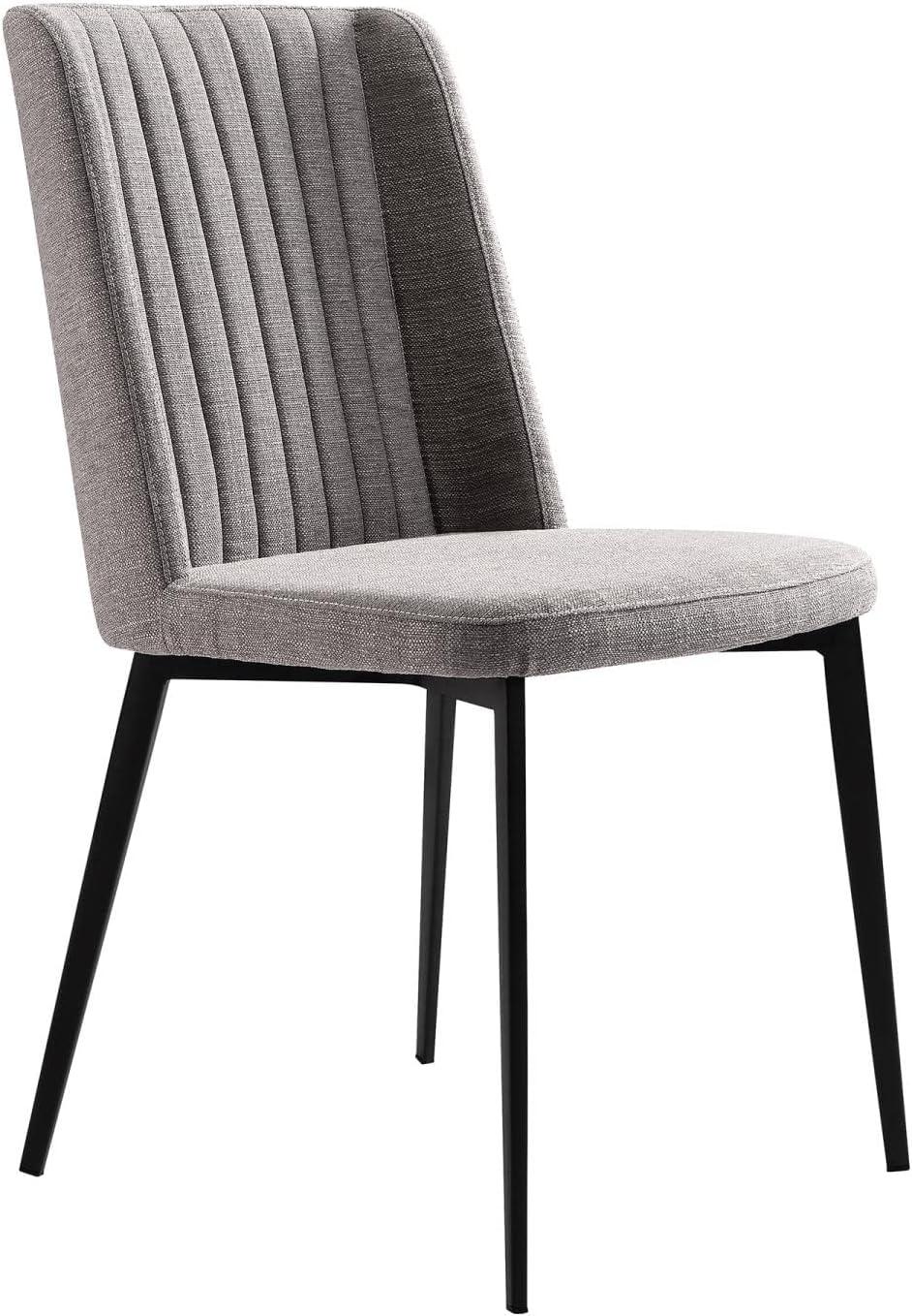 Set of 2 Gray Upholstered Metal Dining Chairs