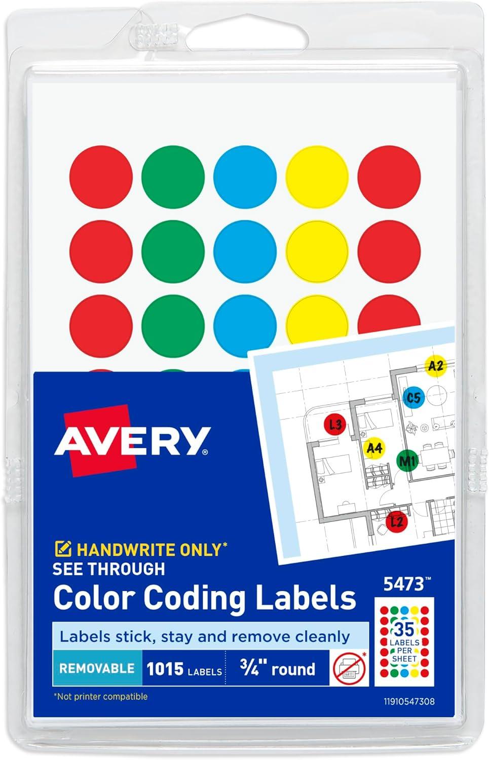 Assorted Color 3/4" Round Removable See-Through Dot Stickers