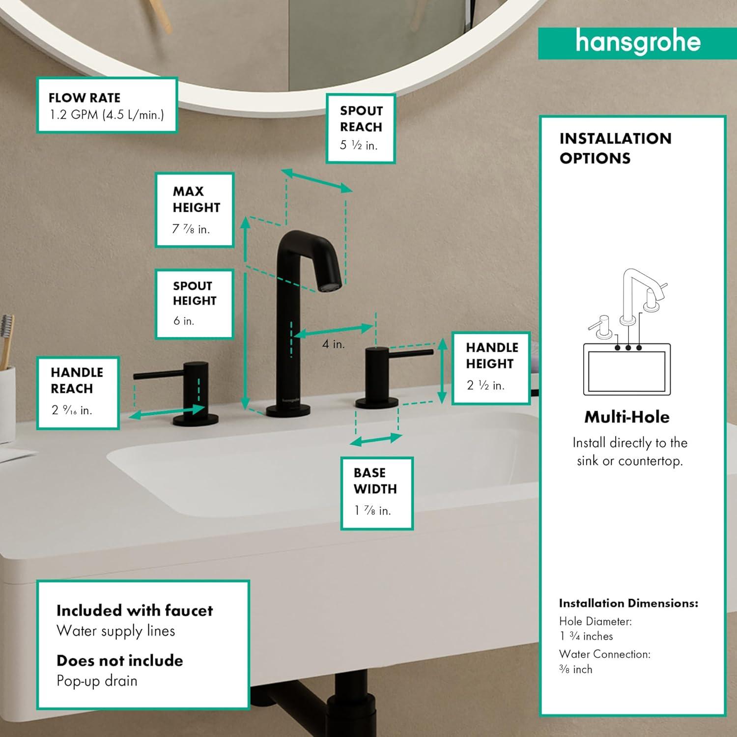 hansgrohe Tecturis S Widespread Faucet 150, 1.2 GPM