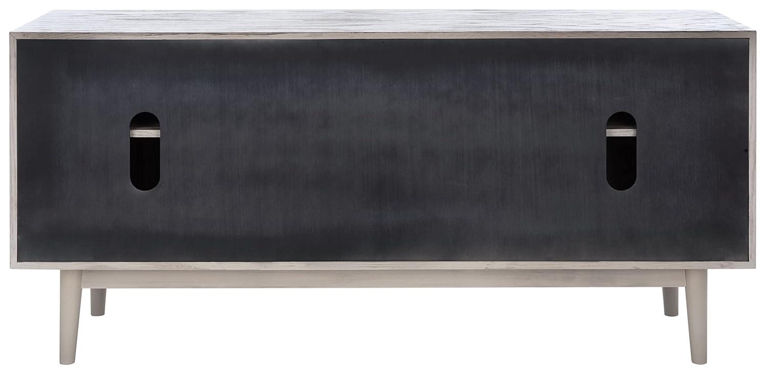 Elissa White Washed Mid-Century Media Stand with Bronze Hardware