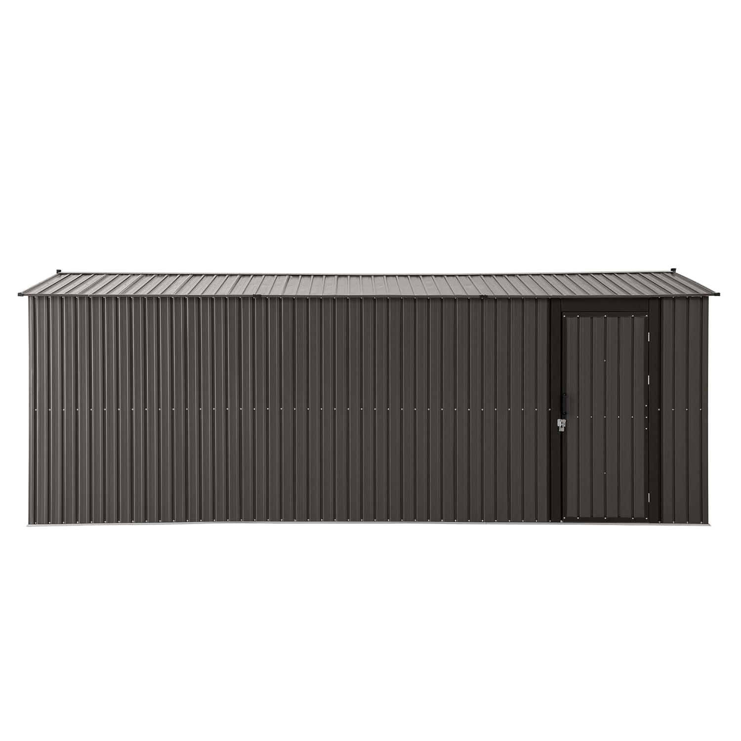 Sunjoy Sunjoy Outdoor Storage Shed 10 x 20 ft. Carport, Patio Metal Utility Large Storage Shed Garage with 2 Doors and 4 Vents, for Car, Truck, Bike, Garbage Can, Tool, Lawnmower