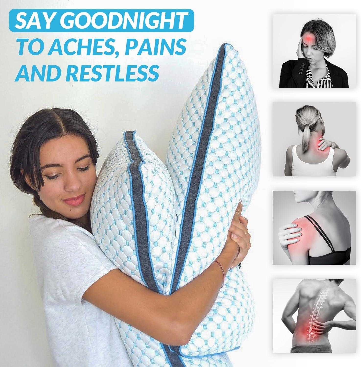 Coldest Pillow Queen - Adjustable Fill Bed Pillow, Best for Breathable Cool Sleep Relief While Sleeping