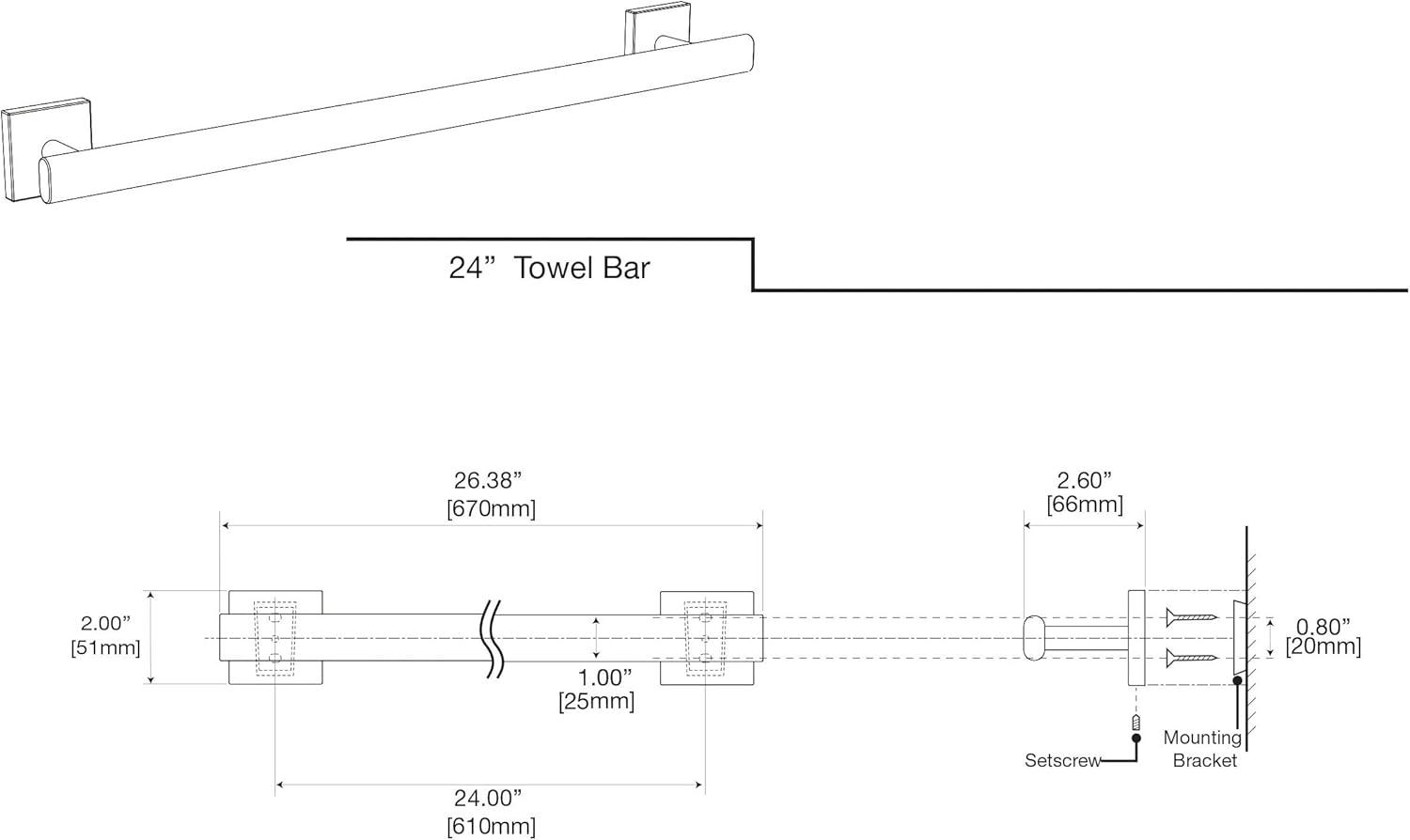 Elevate Wall Mounted Towel Bar | Towel Rack for Bathroom