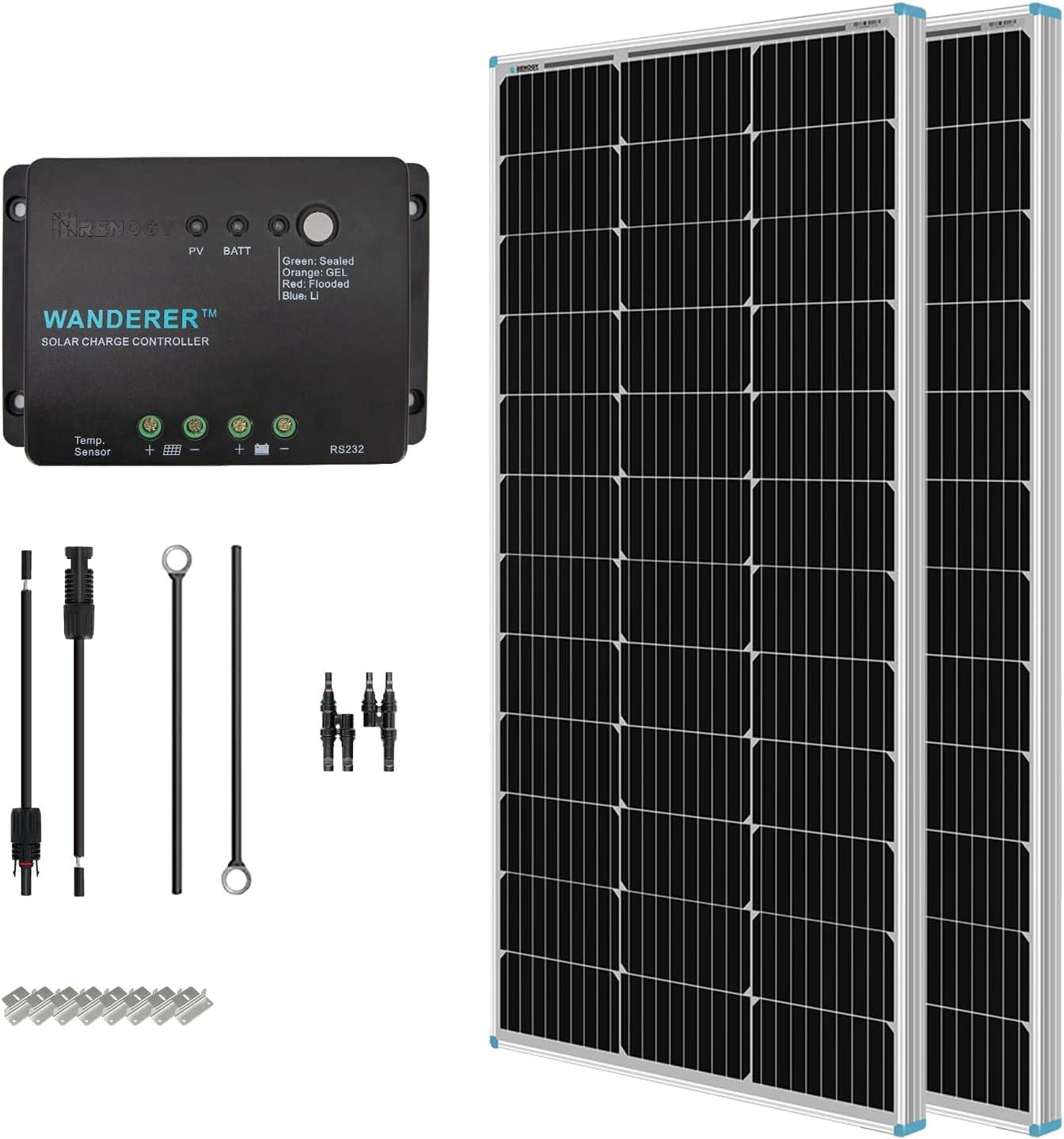 Renogy 200W Monocrystalline Solar Panel Kit with 30A PWM Controller