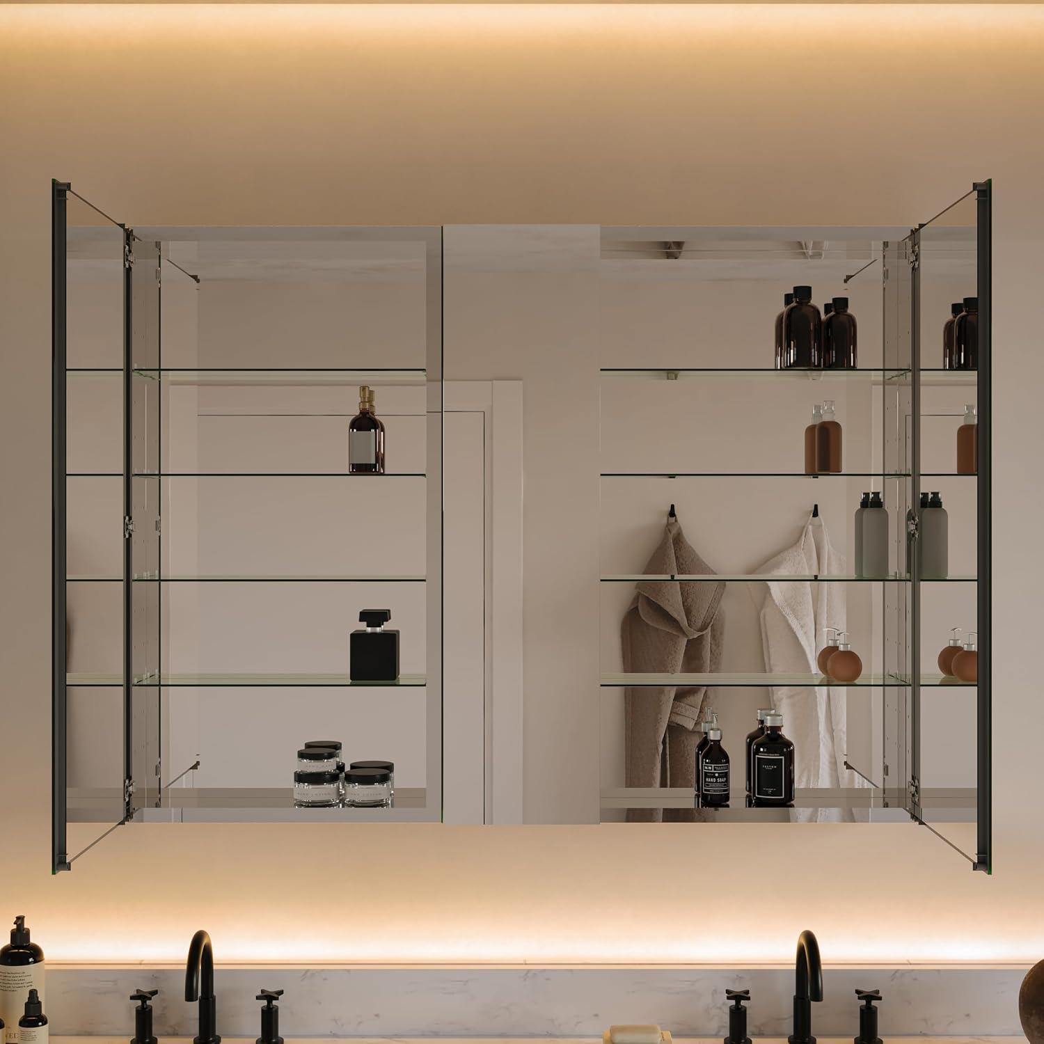 Senza Recessed/Surface Mount Rectangular Frameless Bathroom Medicine Cabinet