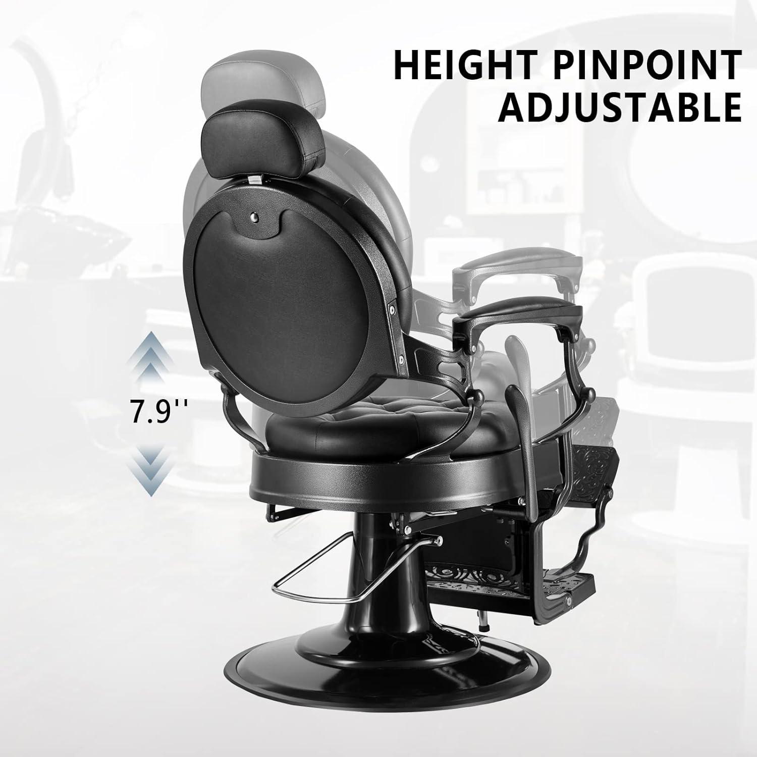 OmySalon Vintage Barber Chair All Purpose Heavy Duty, Hydraulic Recline Salon Beauty Styling Chair Retro, 360 Degree Swivel for Hair Stylist Tattoo