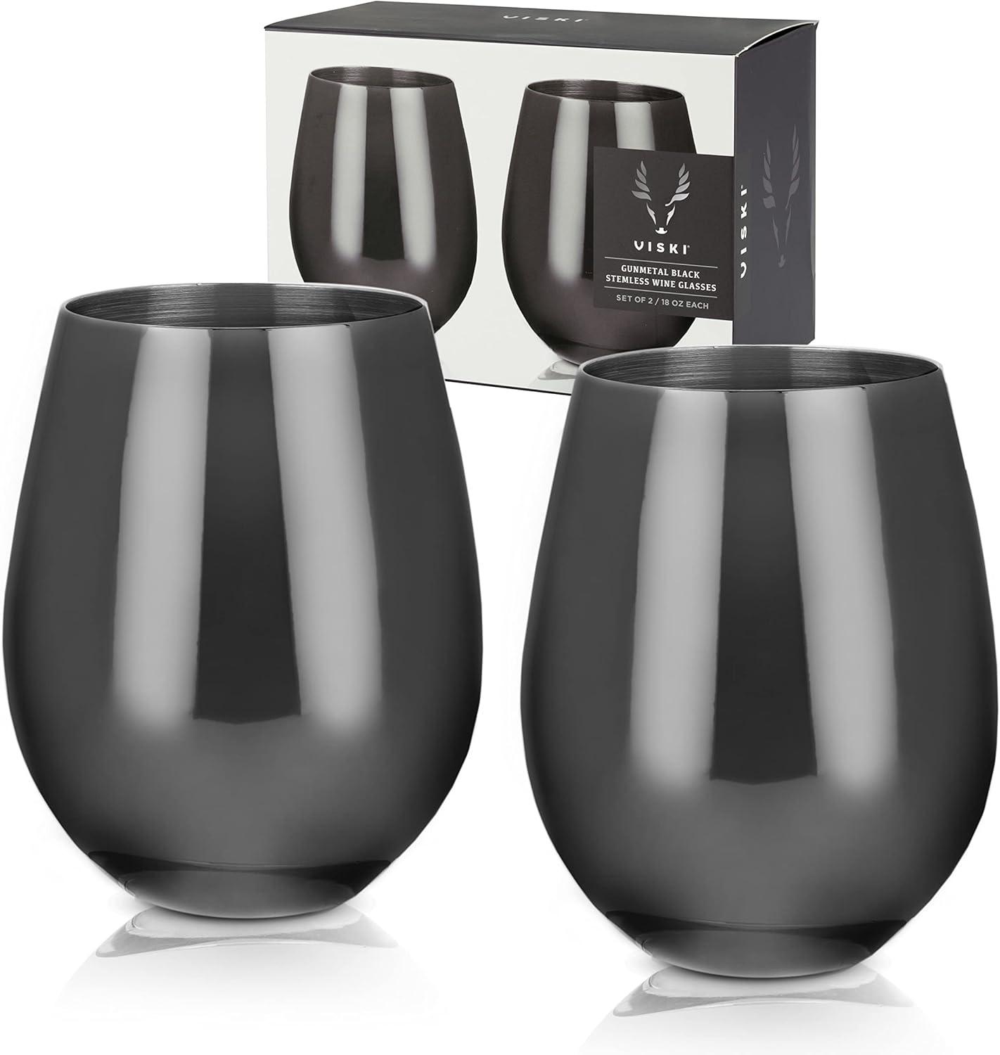 Warren Stainless Steel Stemless Wine Glasses in Gunmetal