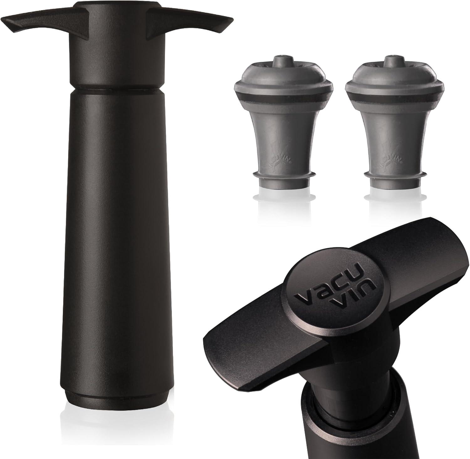 Black Plastic Wine Saver Pump with Vacuum Stoppers