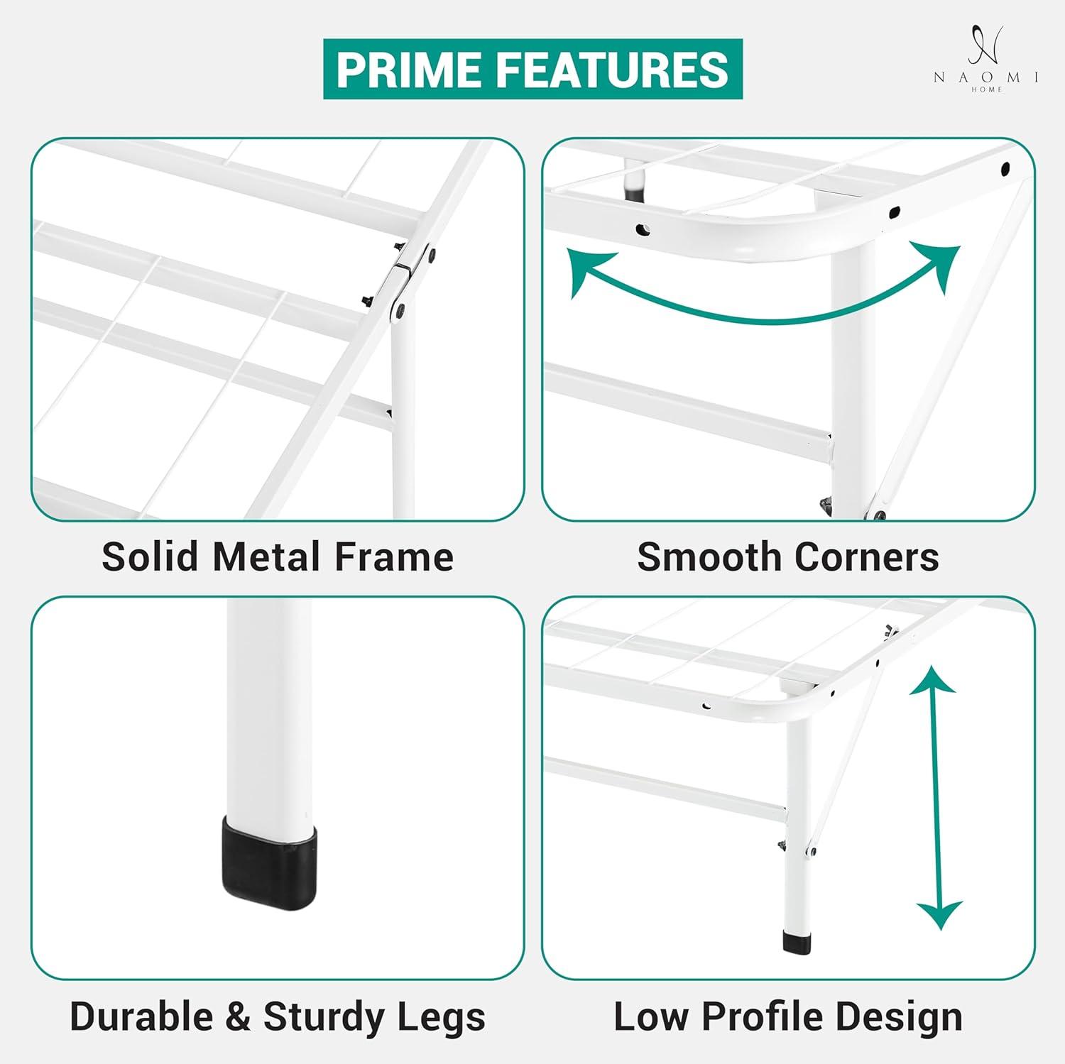 Alwyn Home Muscoy 14" Foldable Steel Bed Frame, No Box Spring Needed, Underbed Storage , Easy Assembly