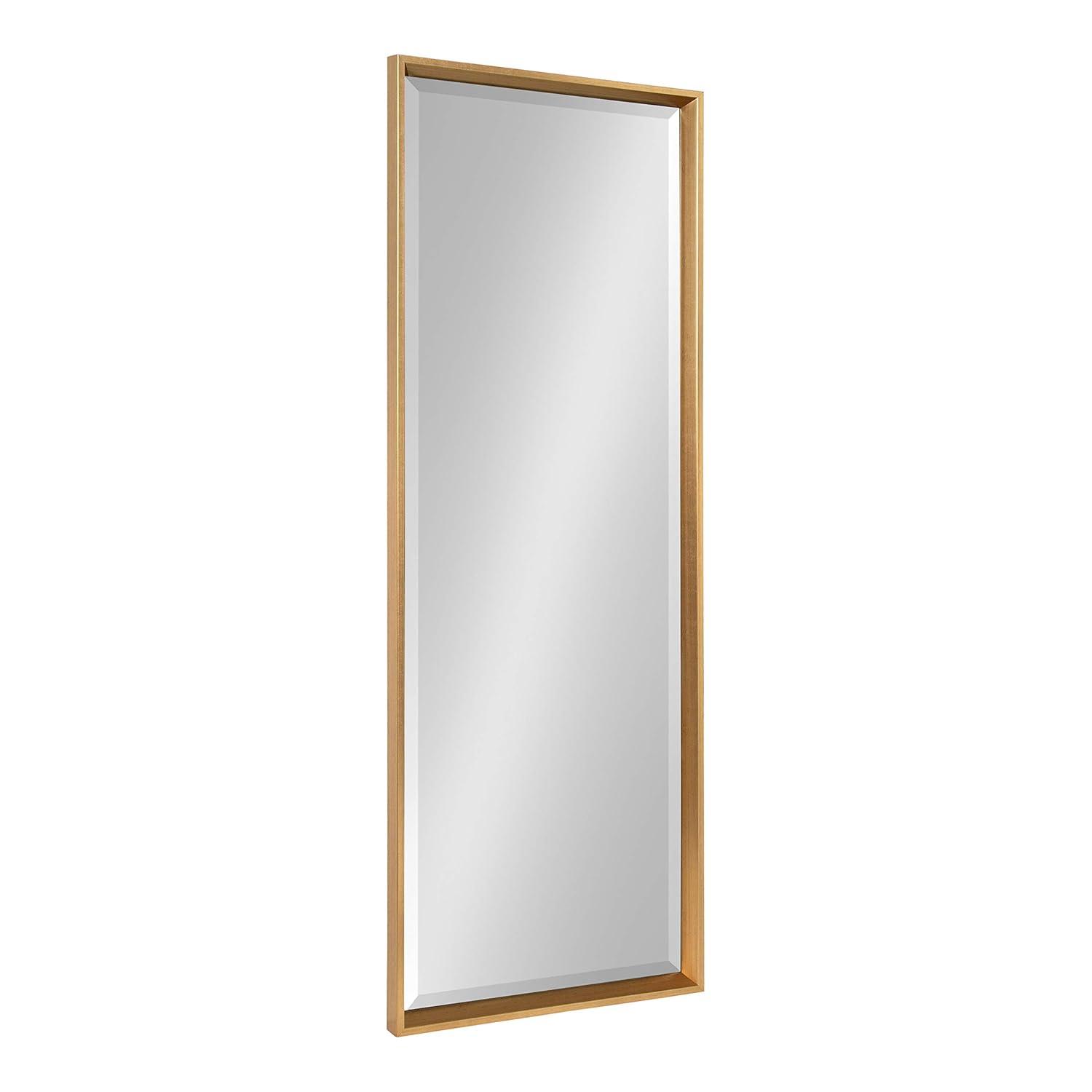 17.5" x 49.5" Calter Full Length Wall Mirror Gold - Kate and Laurel: No Assembly, Rectangle, Plastic Frame
