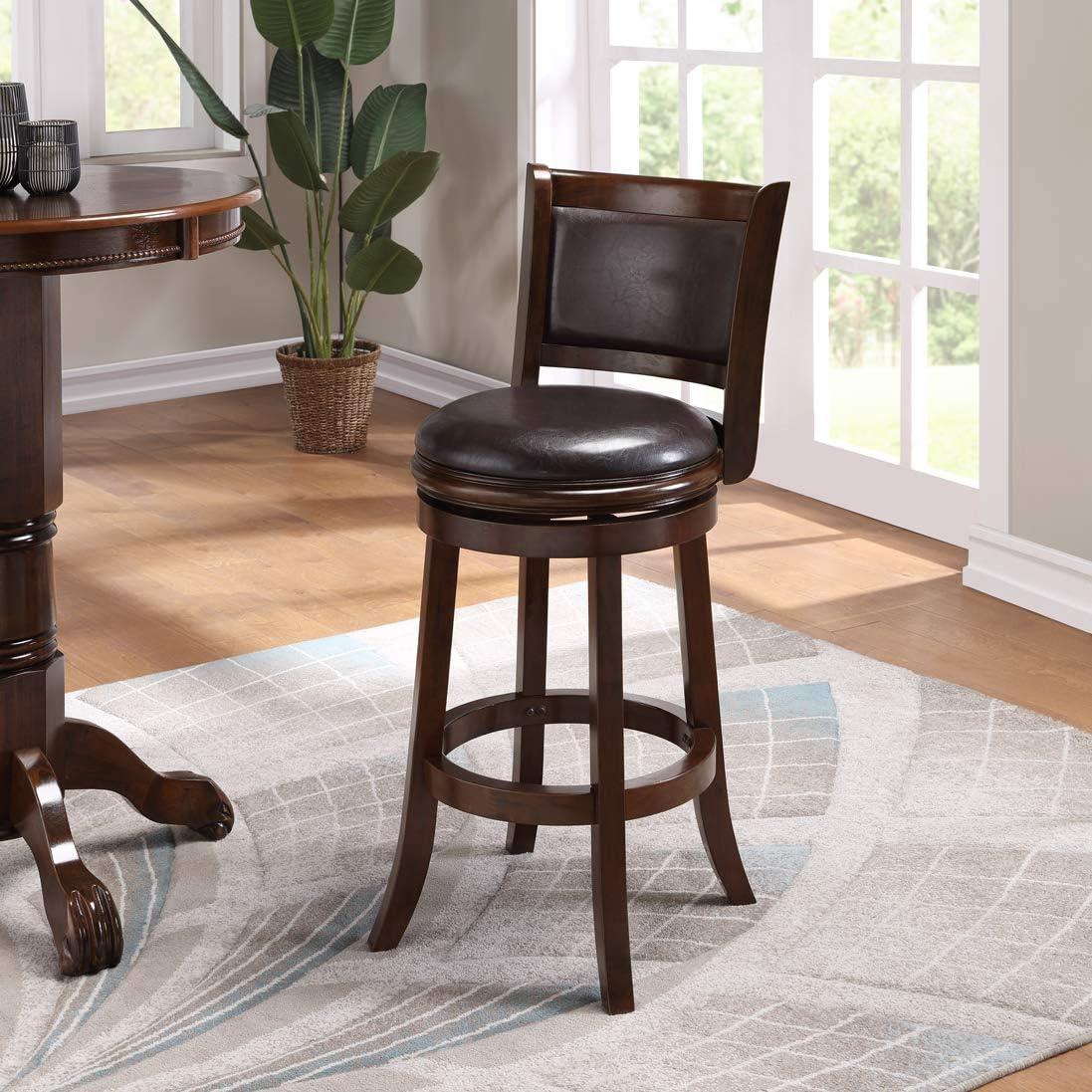 29" Augusta Swivel Barstool Brown - Boraam Industries: Contoured Back, Rubberwood Legs, 300 lbs Capacity