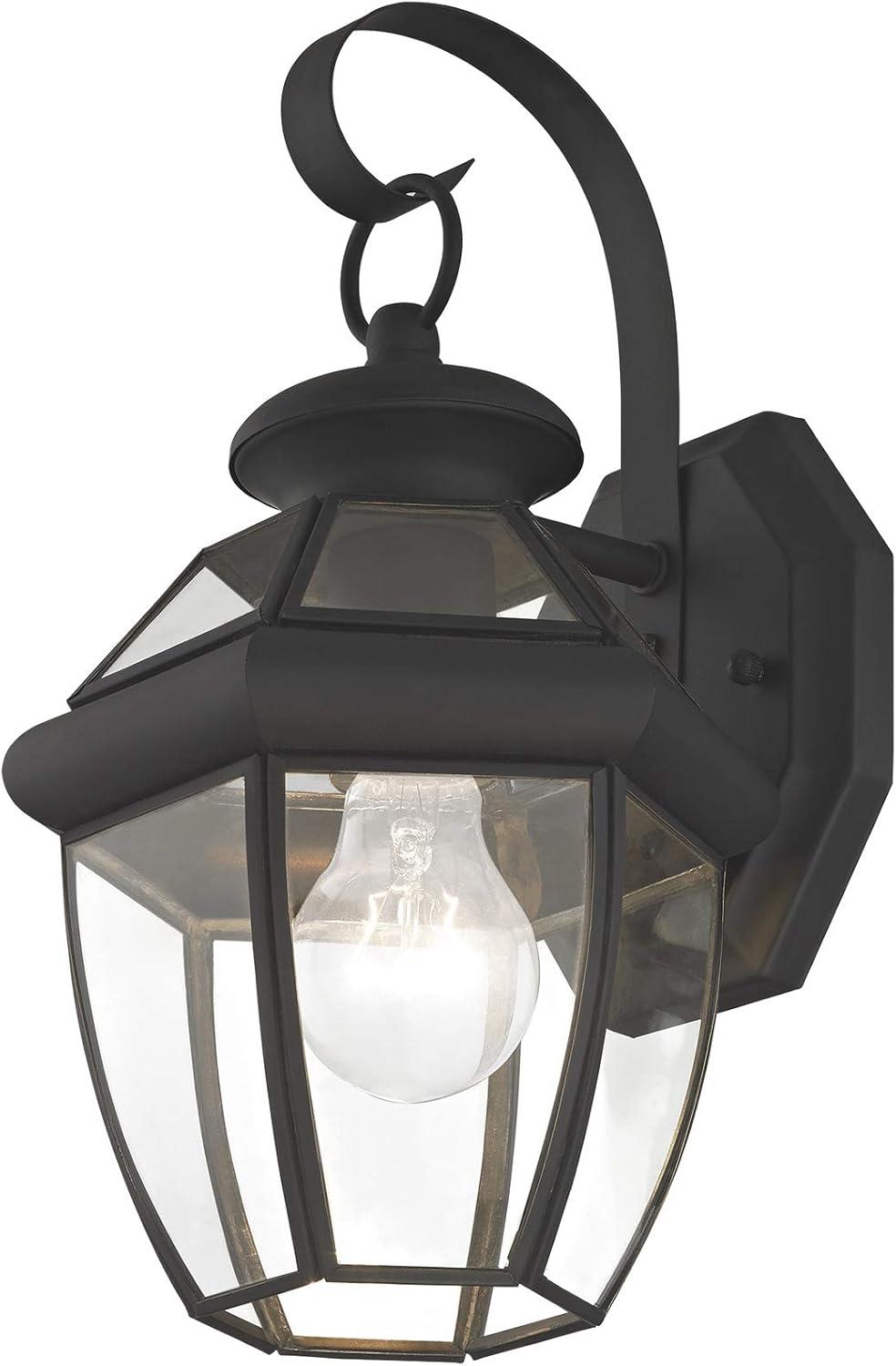 Monterey Traditional Black Solid Brass Outdoor Wall Lantern Sconce