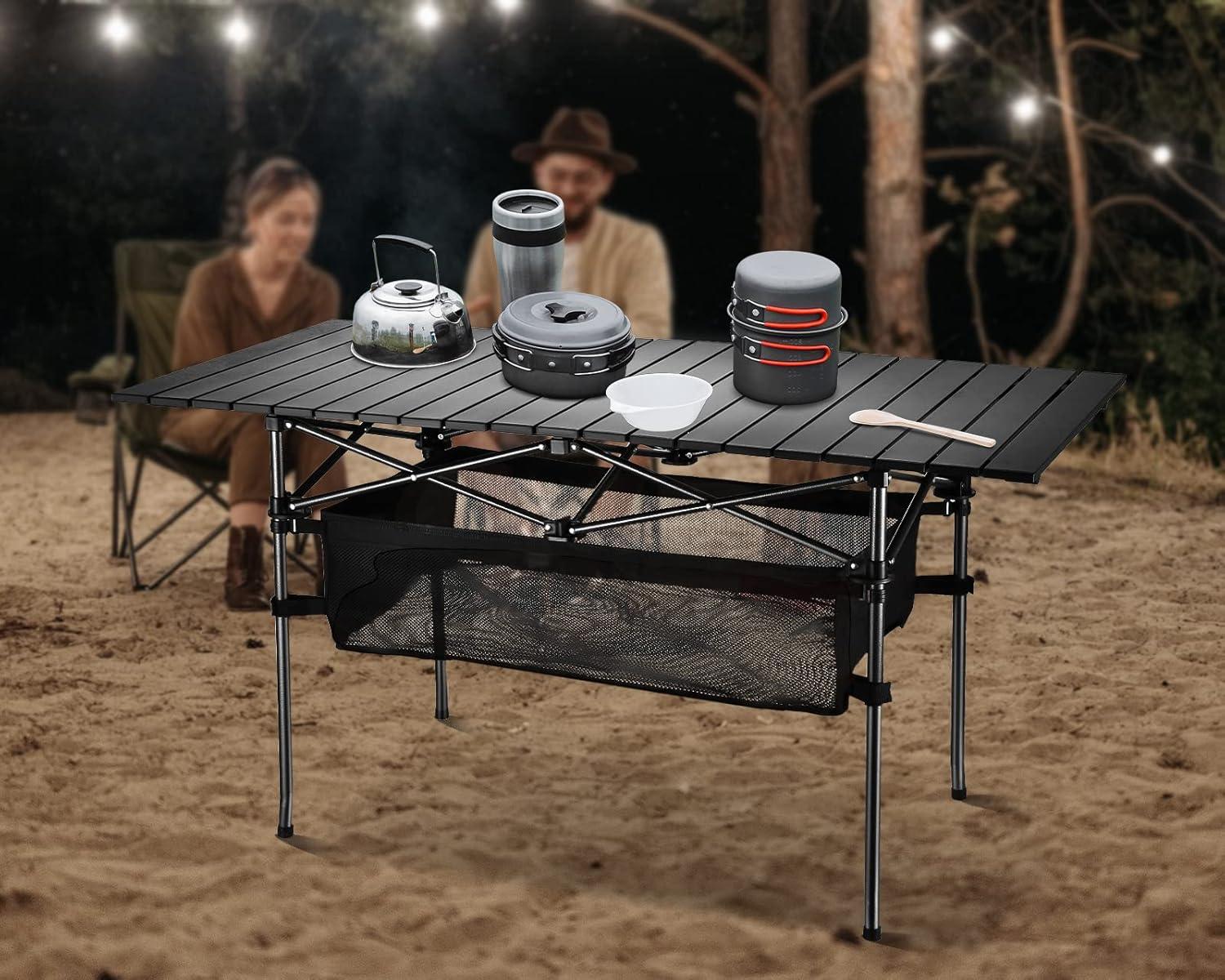 Sanny Outdoor Folding Portable Picnic Camping Table, Aluminum Roll-up Table with Easy Carrying Bag for Indoor,Outdoor,Camping, Beach,Backyard, BBQ, Party, Patio, Picnic