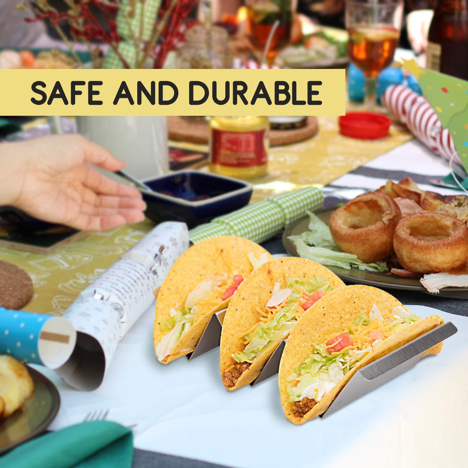 Polished Stainless Steel Rectangular Taco Holder Set of 4