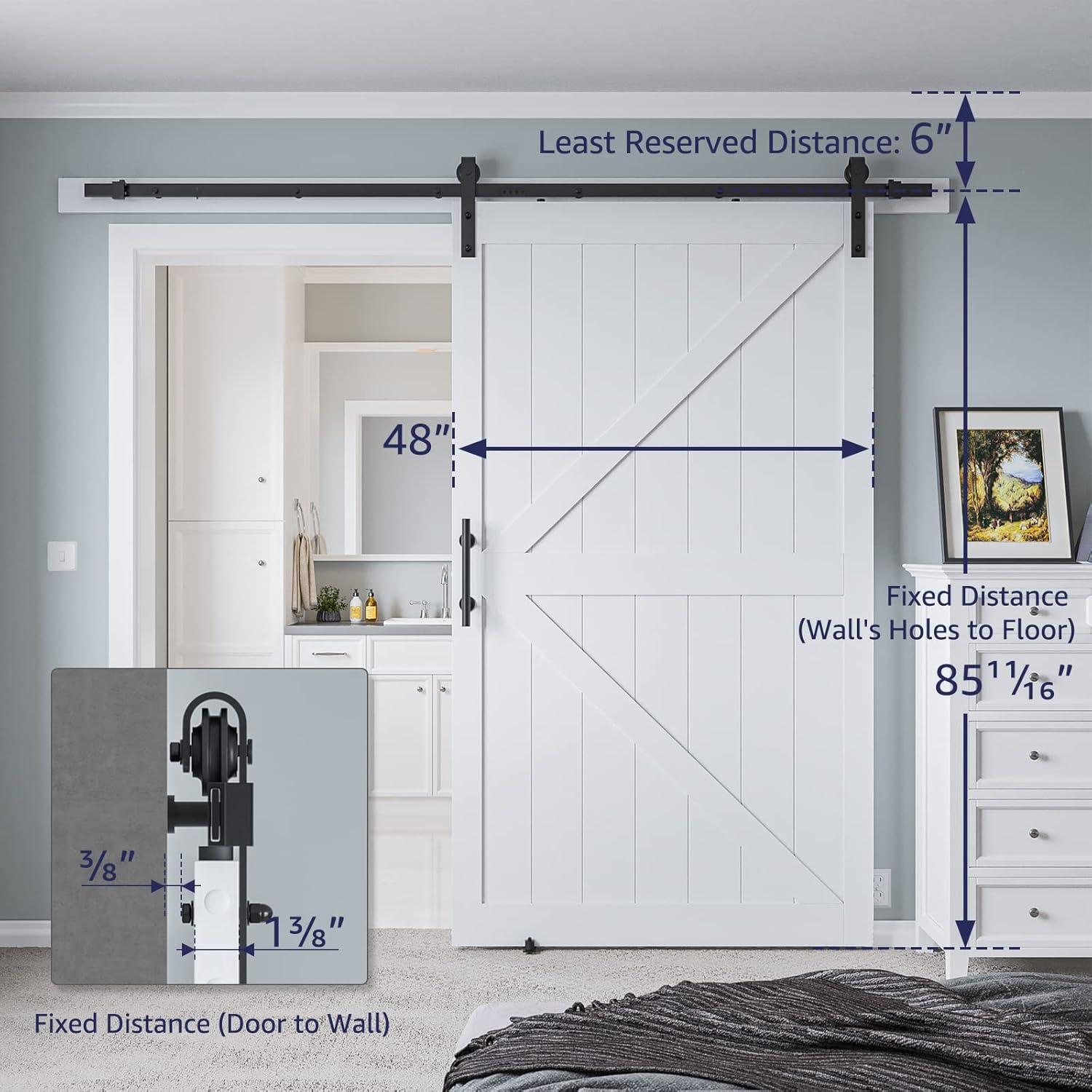 LDB_BUILDING Manufactured Paneled Wood Prefinished Barn Door with Installation Hardware Kit