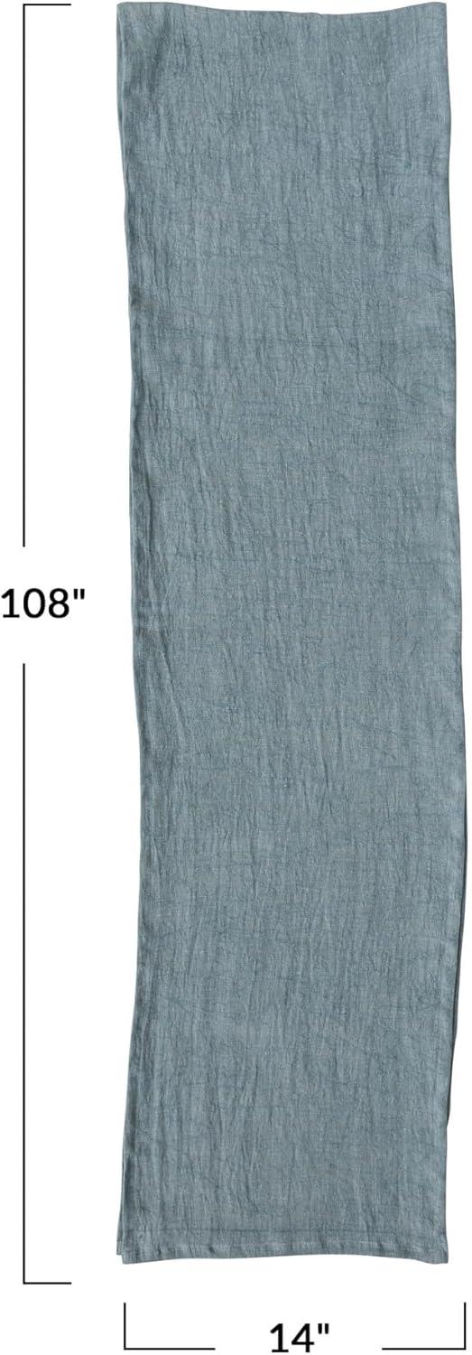 Mint Stonewashed Linen 108-Inch Table Runner