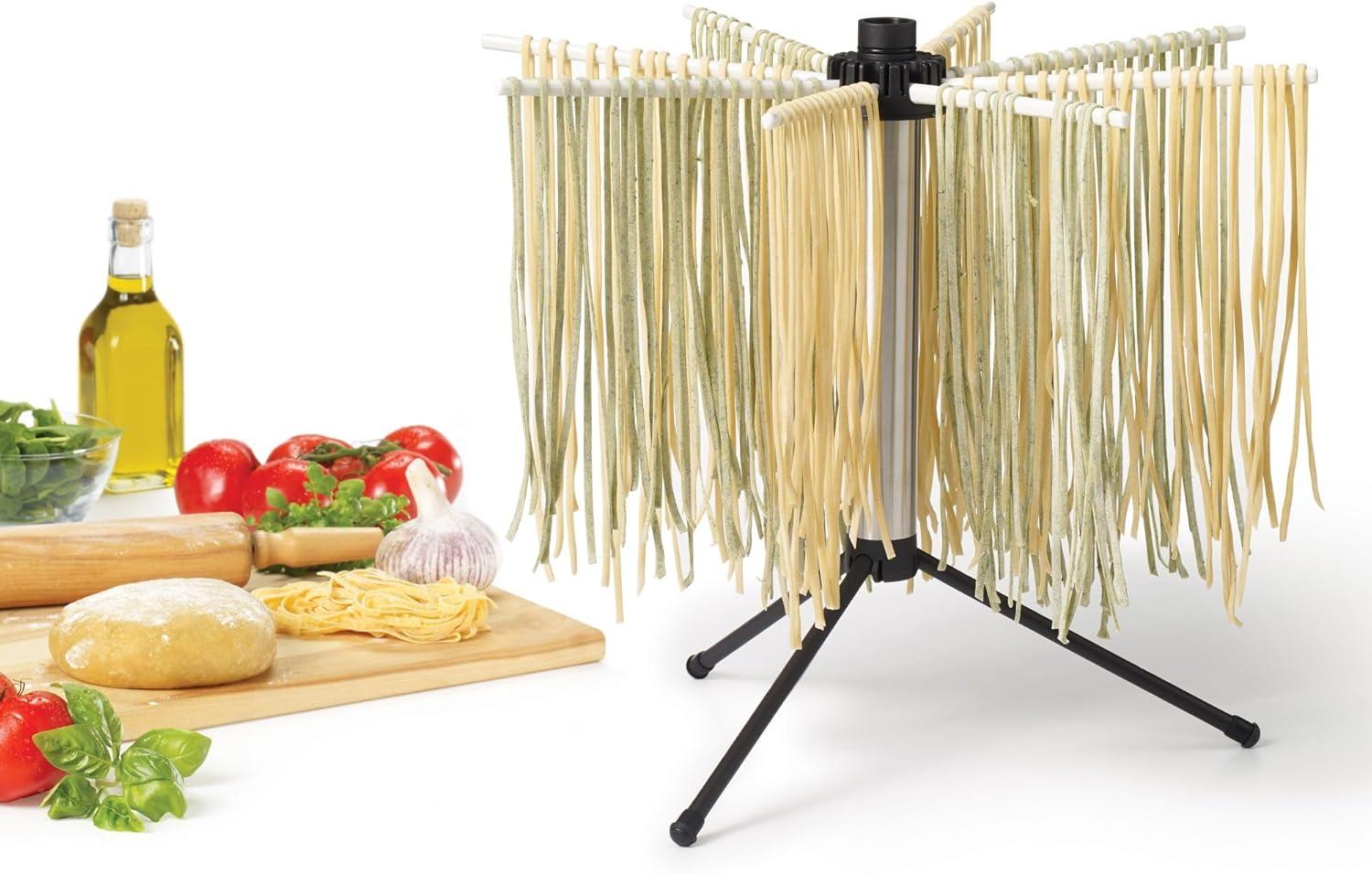 Clear 16-Arm Pasta Drying Rack with Metal Stand